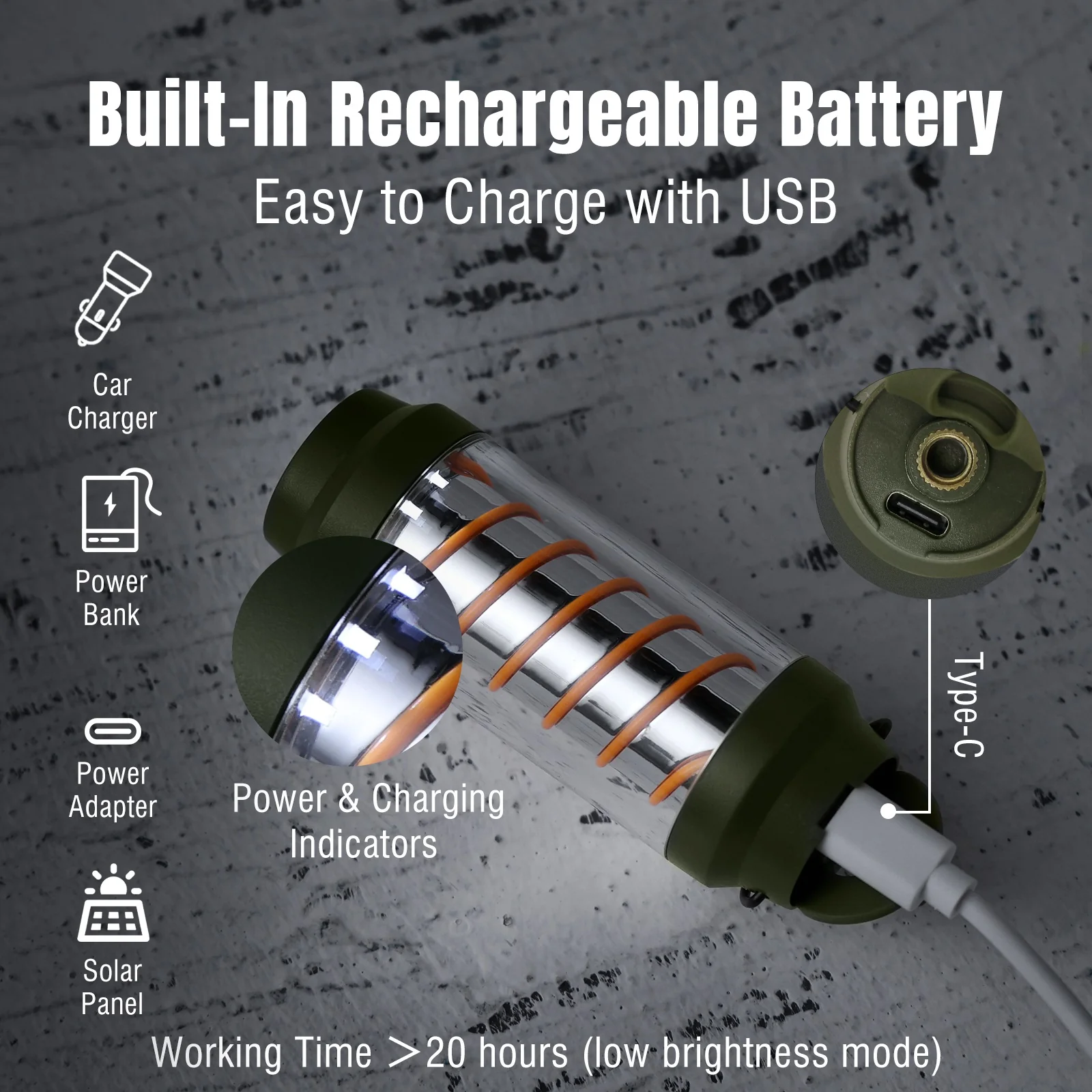 Raddy CL-1 Camping Lantern |  Portable Rechargeable Flashlight | 7 Light Modes | IPX6 Waterproof - Image 3