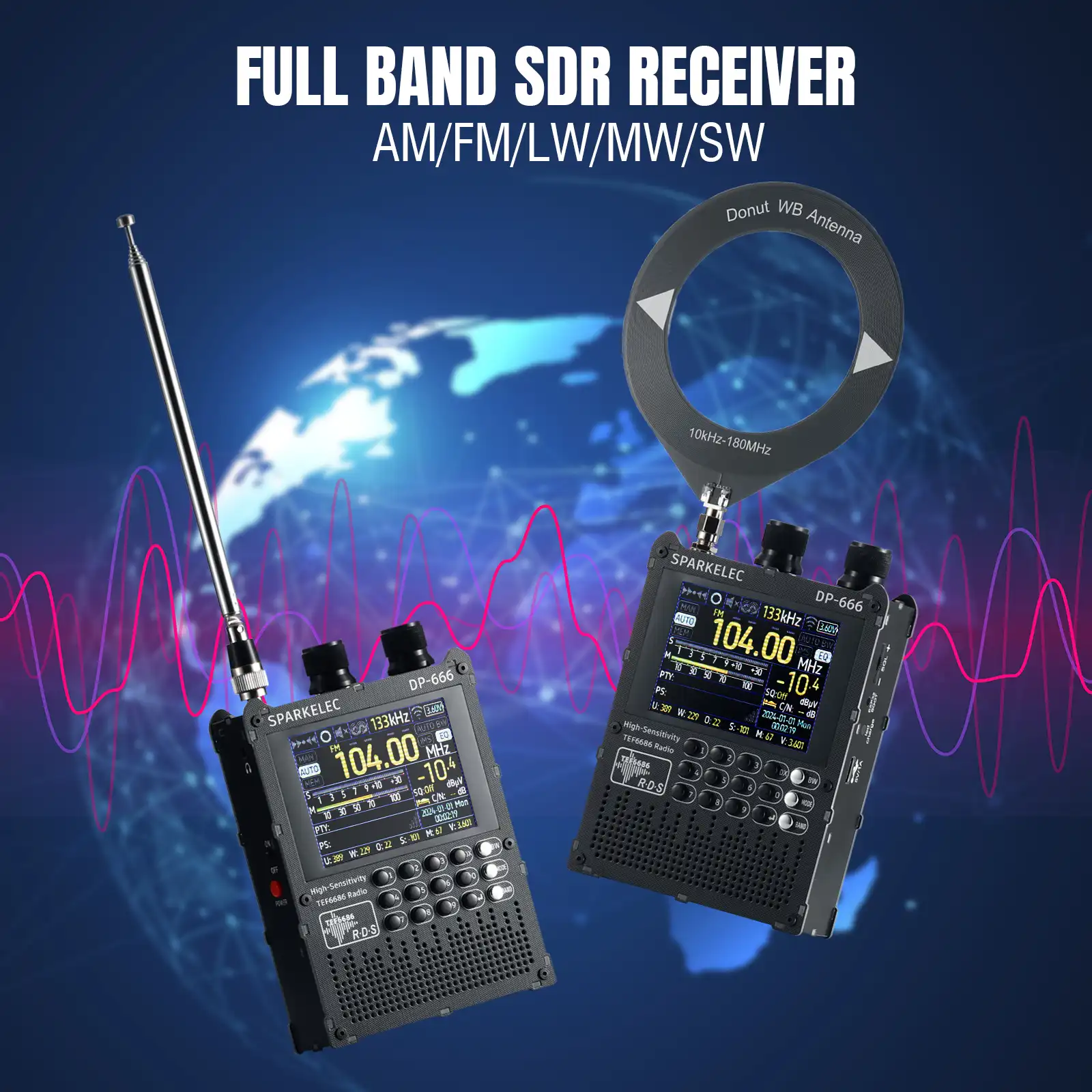 Raddy DP-666 Full Band DSP Radio | TEF6686 Chip | AM/FM /LW/MW/SW RDS Receiver | 2.8" Touchscreen | 5000mAh Battery | Telescopic & Donut Antenna | Firmware Upgradable - Image 3