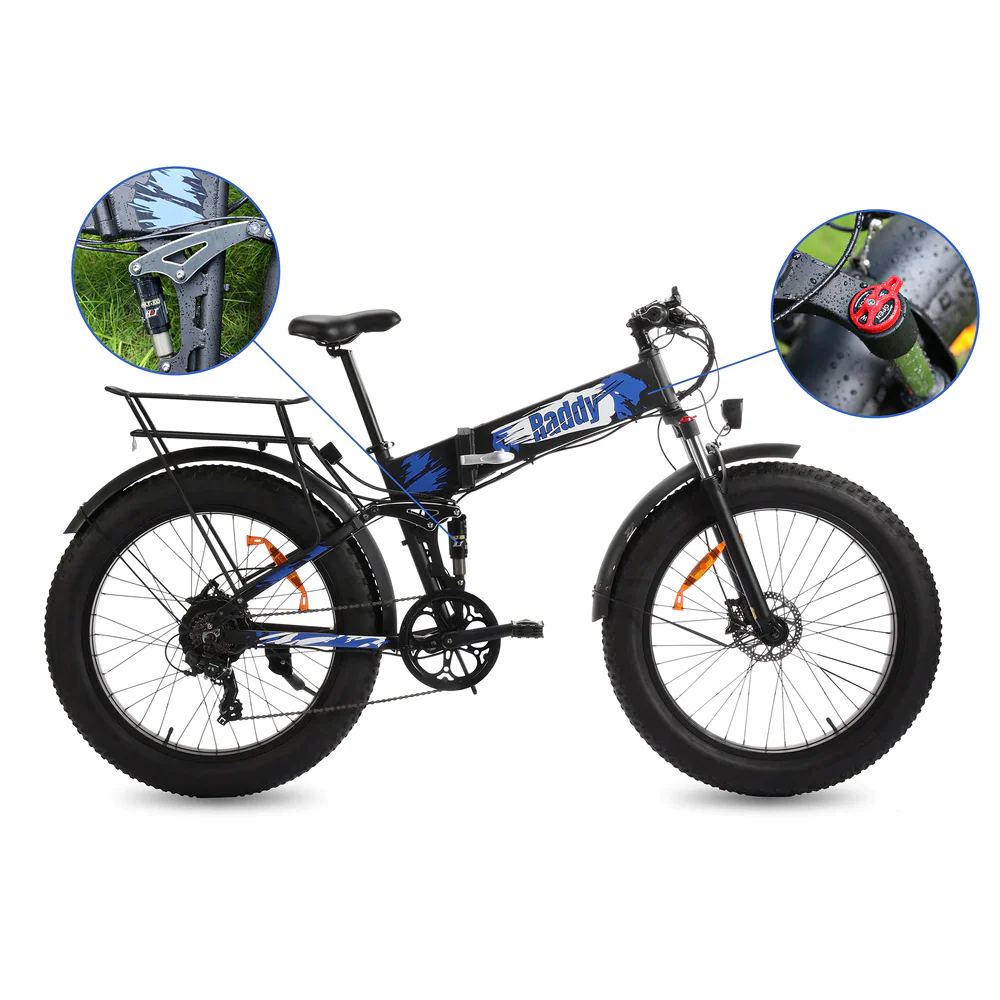 Raddy eTrail Terra Folding Electric Bike | 750W | Fat Tire | 48V Battery | 60 Miles 7 Speed | Dual Battery Design [DISCONTINUED] - Image 9