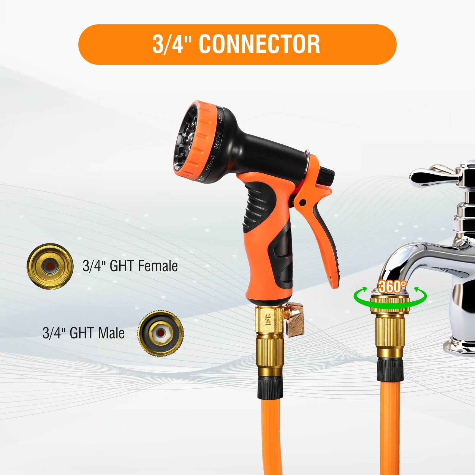 Raddy GH-1 Expandable Garden Hose | Lightweight | 50ft | High-Pressure Resistant  | With 10 Pattern Spray Nozzle | 3/4" Leak-Proof Connector - Image 7