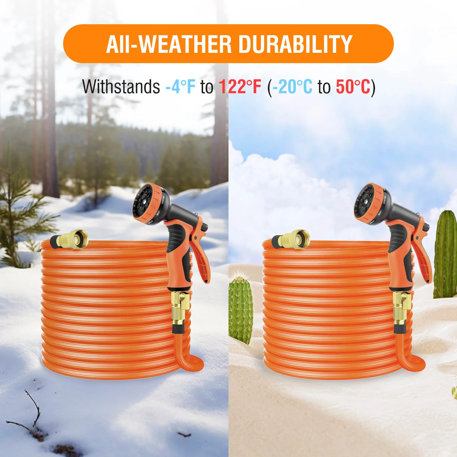 Raddy GH-1 Expandable Garden Hose | Lightweight | 50ft | High-Pressure Resistant  | With 10 Pattern Spray Nozzle | 3/4" Leak-Proof Connector - Image 8