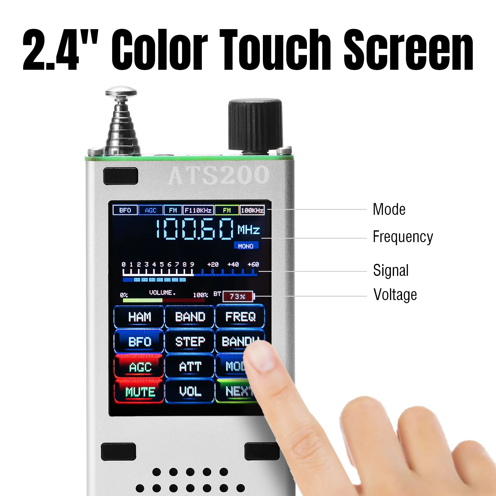 Raddy Malahit ATS200 Shortwave Radio | FM/AM/SSB/LW/MW/SW/AIR | Touch Screen | RDS Mode | Bluetooth 5.3 | Flashlight - Image 3