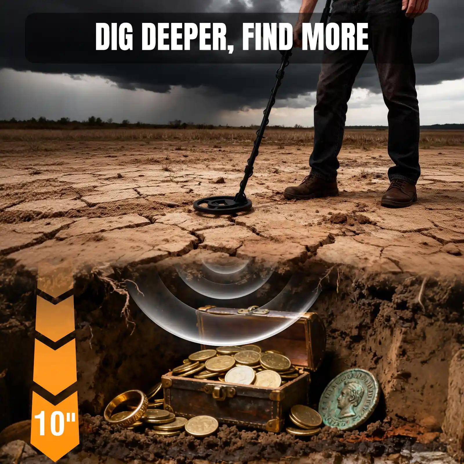 Raddy MD120A Professional Adult Metal Detector | 10" IPX7 Waterproof Search Coil | LCD Backlit Display | High Accuracy Gold  Metal Detectors with 4 Modes - Image 3