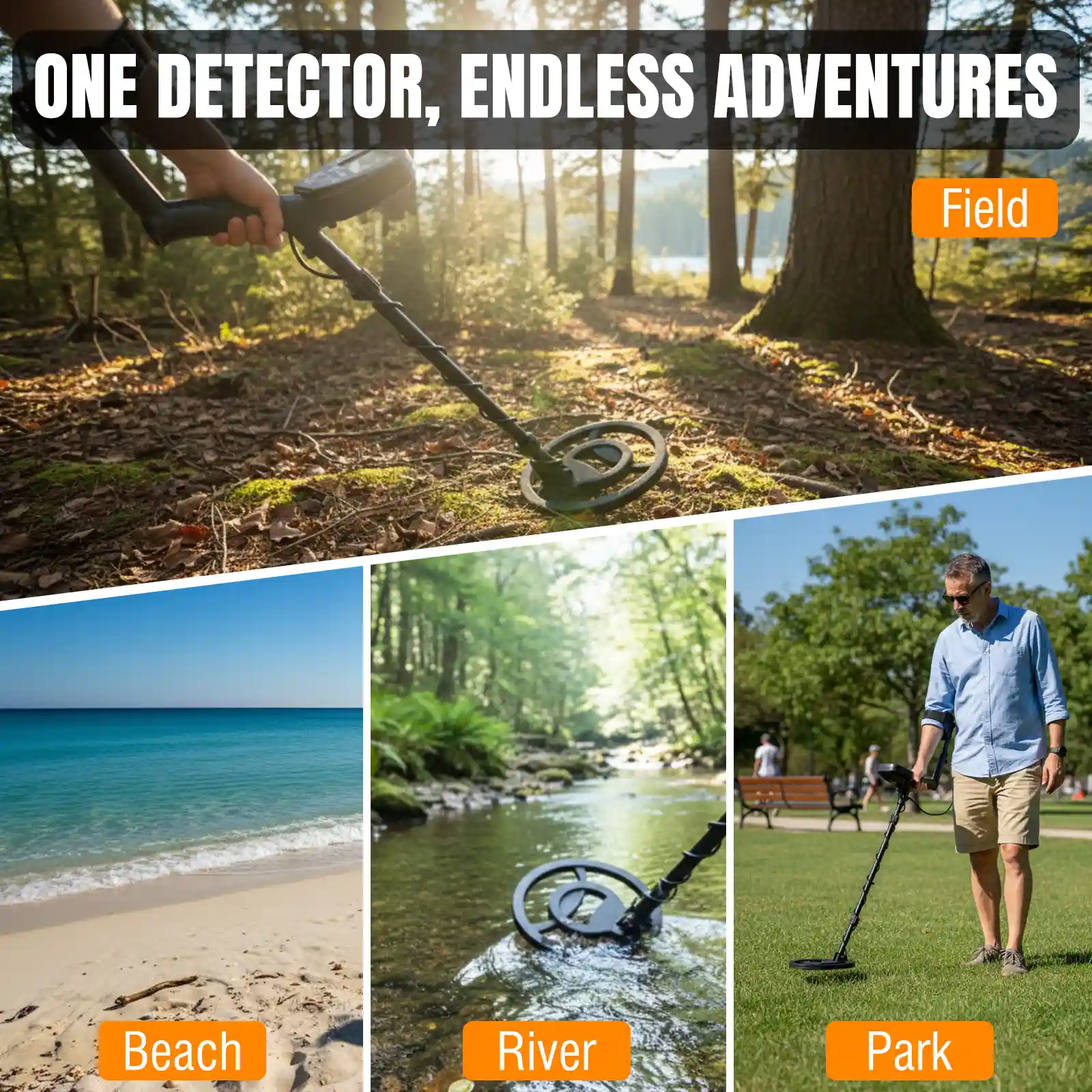 Raddy MD120A Professional Adult Metal Detector | 10" IPX7 Waterproof Search Coil | LCD Backlit Display | High Accuracy Gold  Metal Detectors with 4 Modes - Image 4
