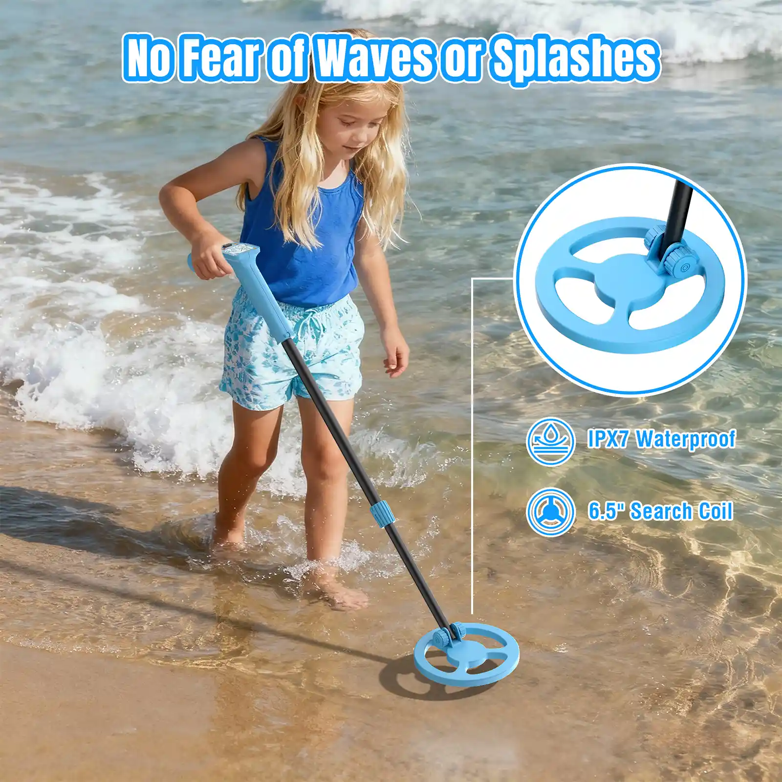 Raddy MD65K Kid Metal Detector | IPX7 Waterproof | 6.5" Coil | Fun LCD Display | Adjustable & Lightweight | Perfect Gift for Boys & Girls - Image 2