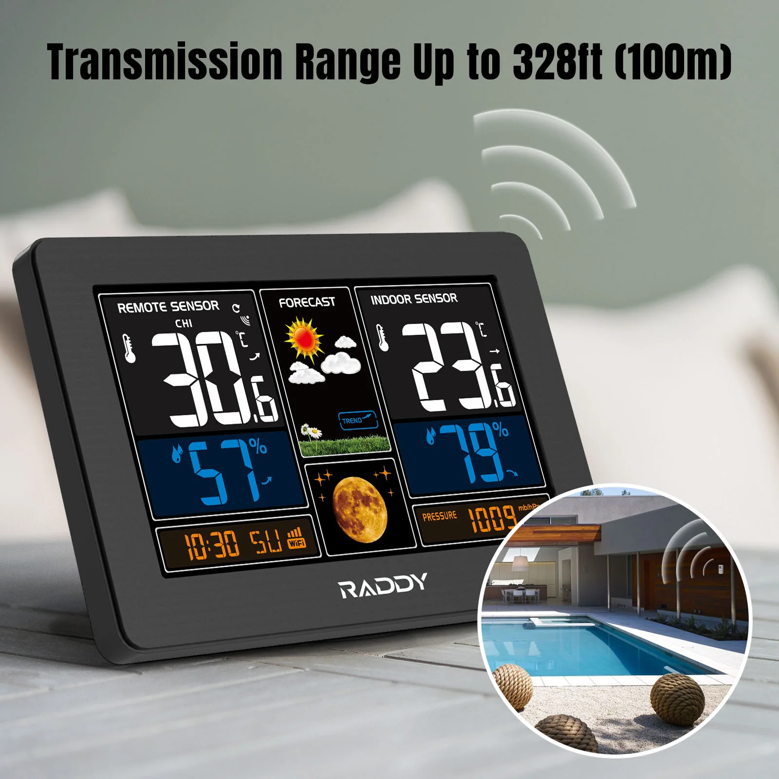 Raddy N75 Wi-Fi Weather Station | APP Control | 7.5" LCD Screen | Network Time | Weather Forecast | Frost Alert | Adjustable Brightness - Image 10