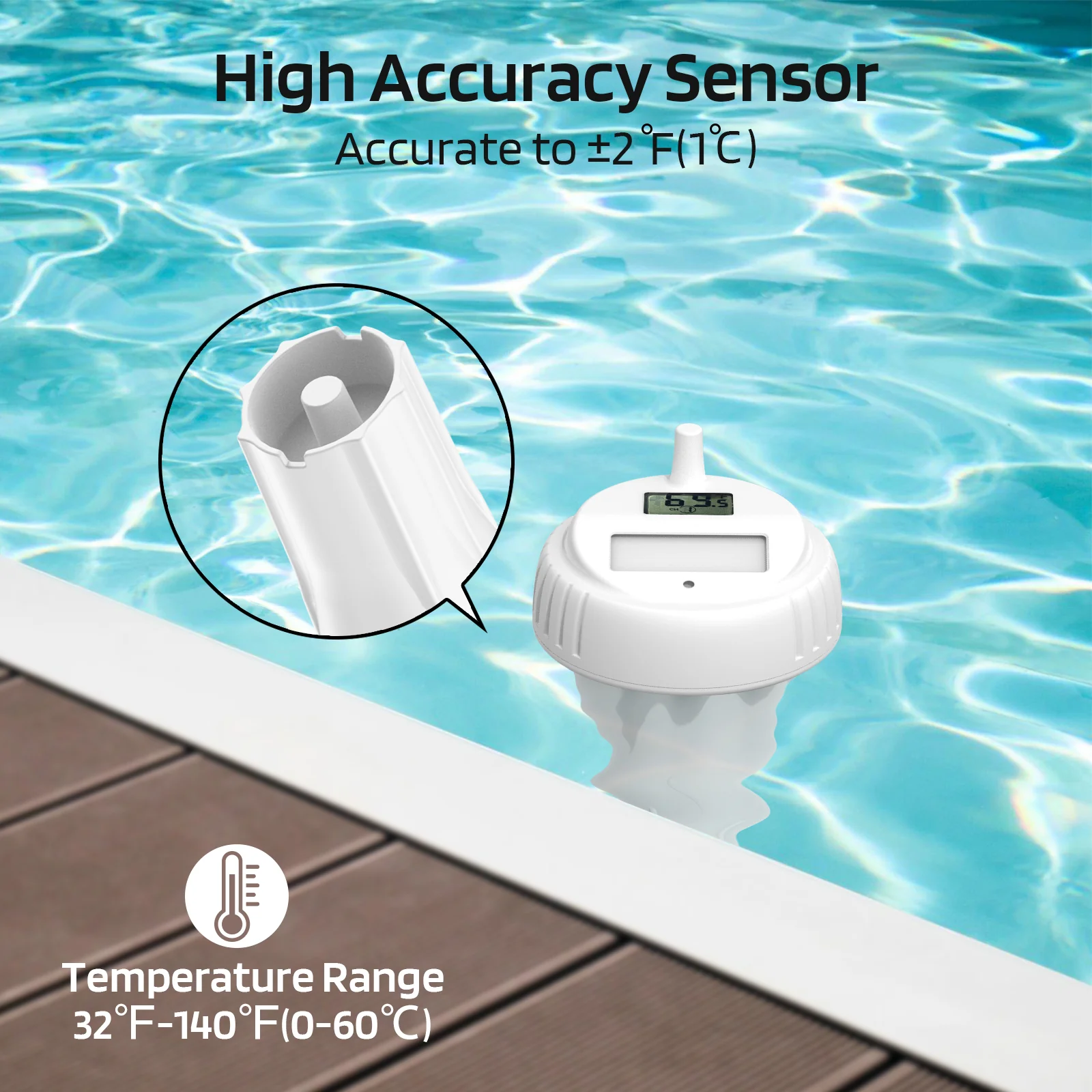 Raddy PT-1 Wireless Water Thermometer | Digital Screen | IPX7 Waterproof | for Pools Hot Tubs Pond Bath - Image 3