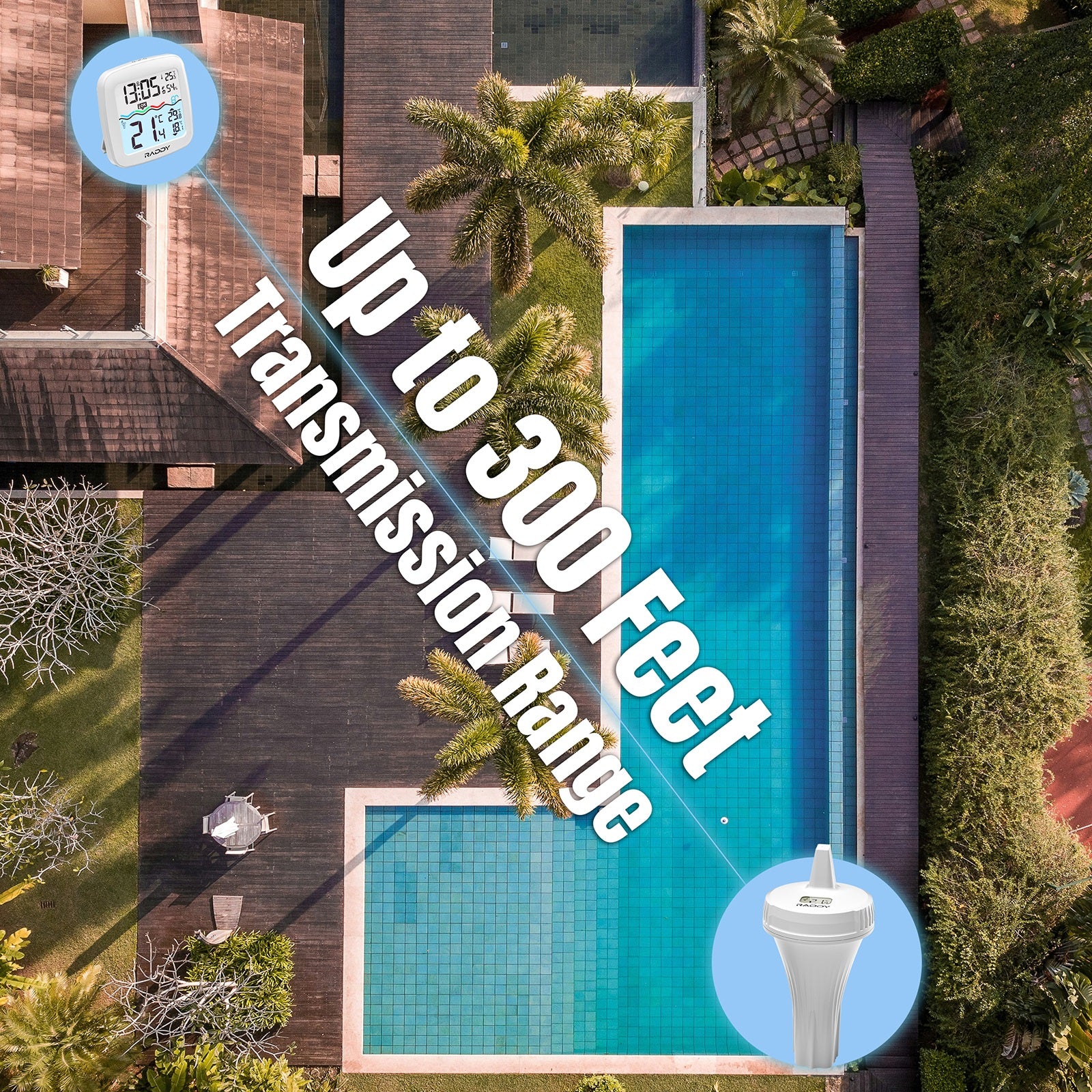 Raddy PT-2 Wireless Pool Thermometer | IPX7 | Alarm Clock | Water Comfort Level | for Pool Hot Tub Bathtub - Image 5