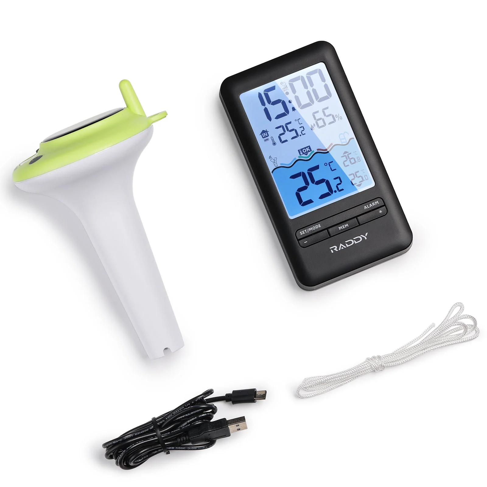 Raddy PT-5 Wi-Fi Pool Thermometer | IPX8 Waterproof | APP Remote Monitoring | Solar & USB-C Rechargeable | For Hot Tub Spa & Swimming Pool - Image 6