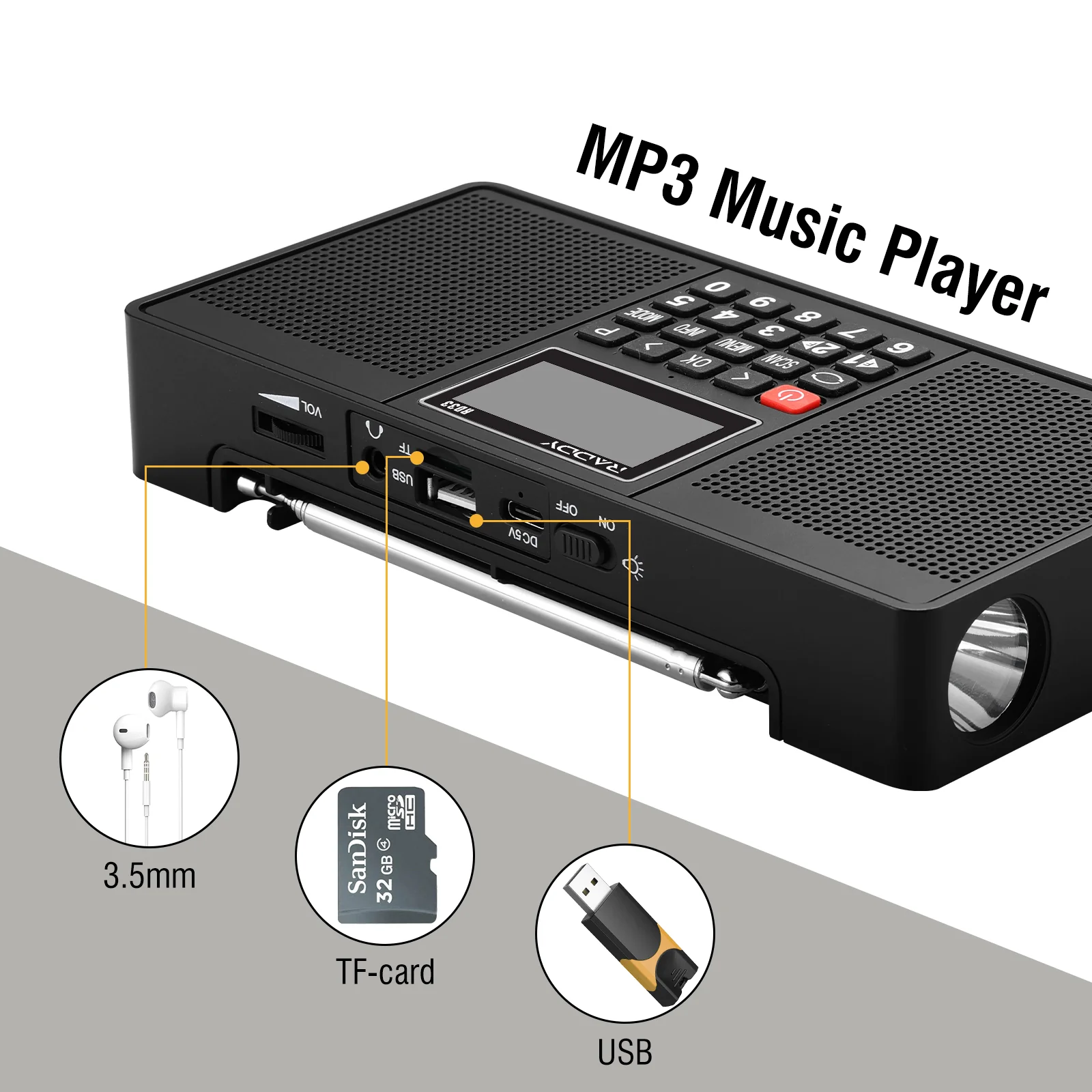 Raddy RD33 Tragbares FM DAB Radio | Digitales Wiederaufladbares | MP3 Musik-Wiedergabe | Unterstützung von Bluetooth [DISCONTINUED] - Image 3