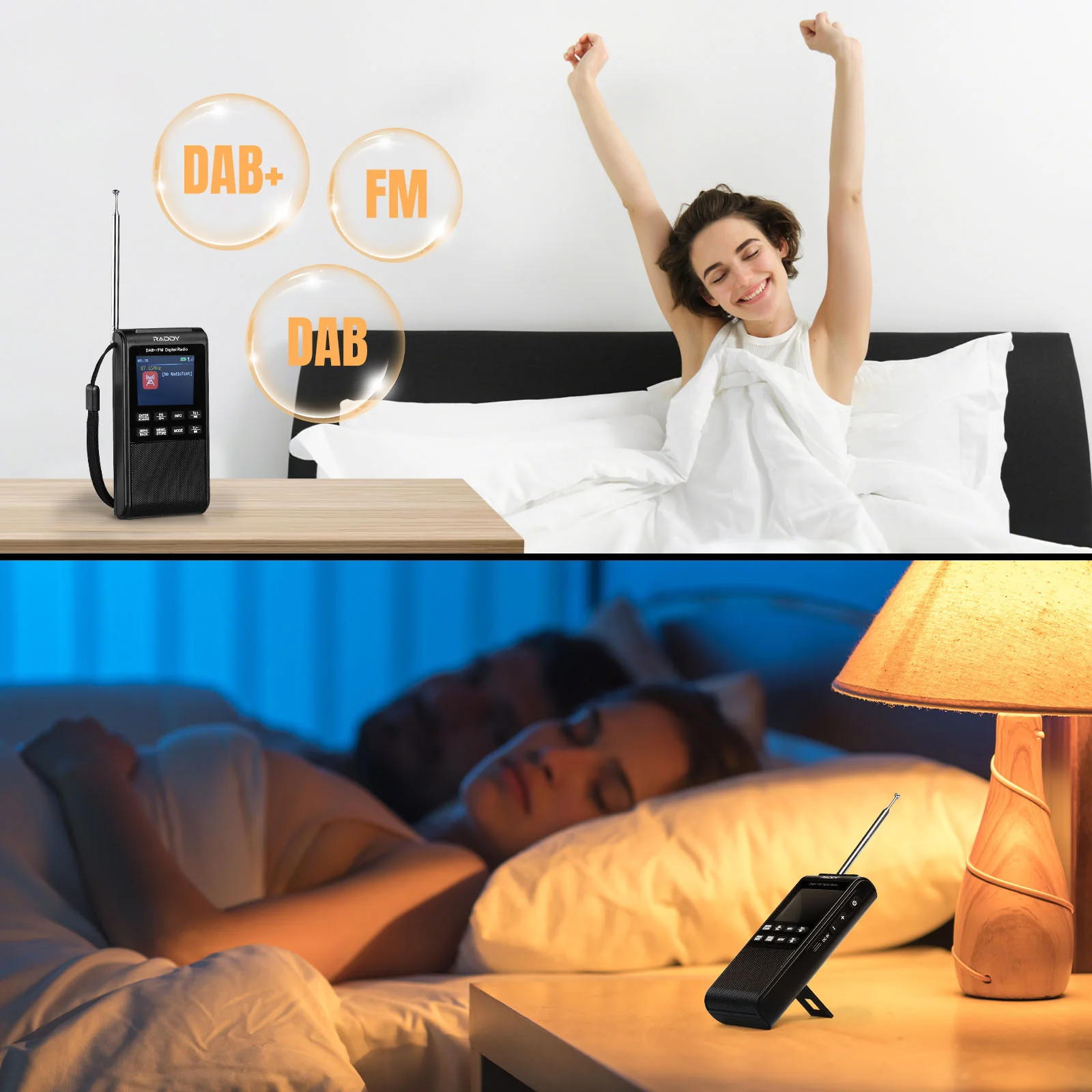Raddy RD939 Portable DAB/DAB+ FM Radio | BT 5.3 | 5W Speaker | 2'' Large Screen | USB-C | 1200mAh battery |  Alarm Clock | TF/USB Playback | Headphone Jack - Image 10