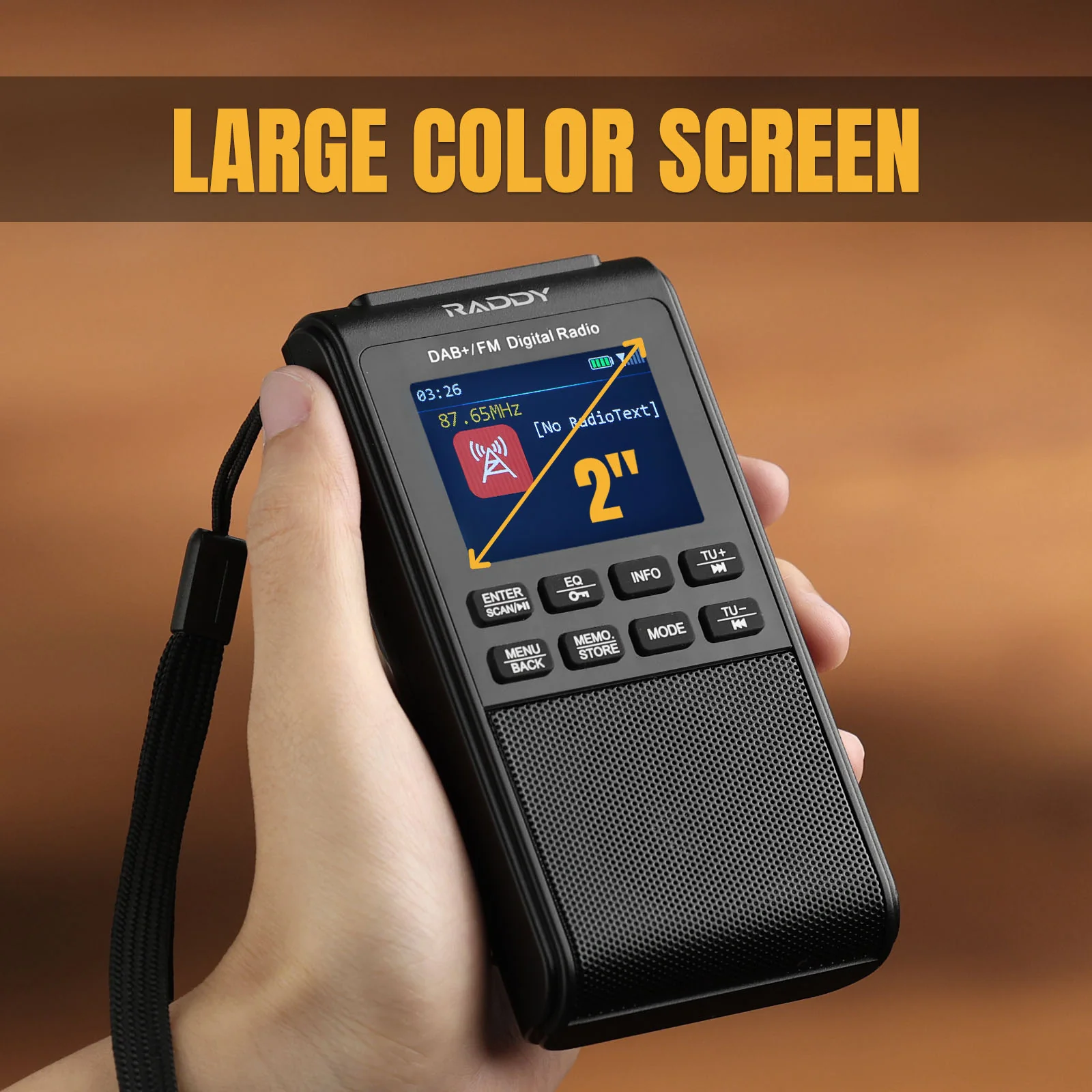 Raddy RD939 Portable DAB/DAB+ FM Radio | BT 5.3 | 5W Speaker | 2'' Large Screen | USB-C | 1200mAh battery |  Alarm Clock | TF/USB Playback | Headphone Jack - Image 6