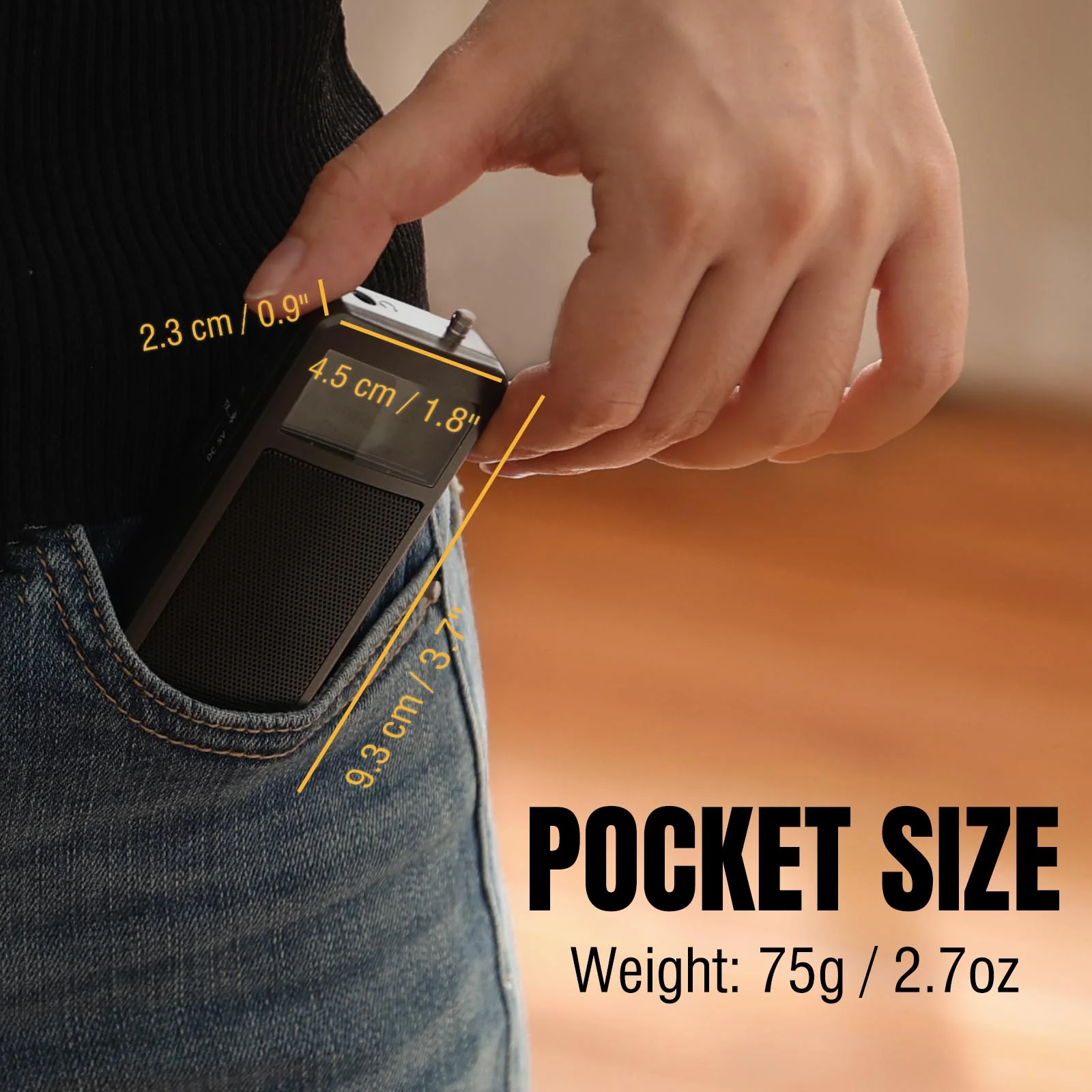 Raddy RF205 Portable FM Radio | BT 5.3| FM-to-BT Signal Output | Pocket Mini | Type-C Charging | Alarm Clock - Image 5