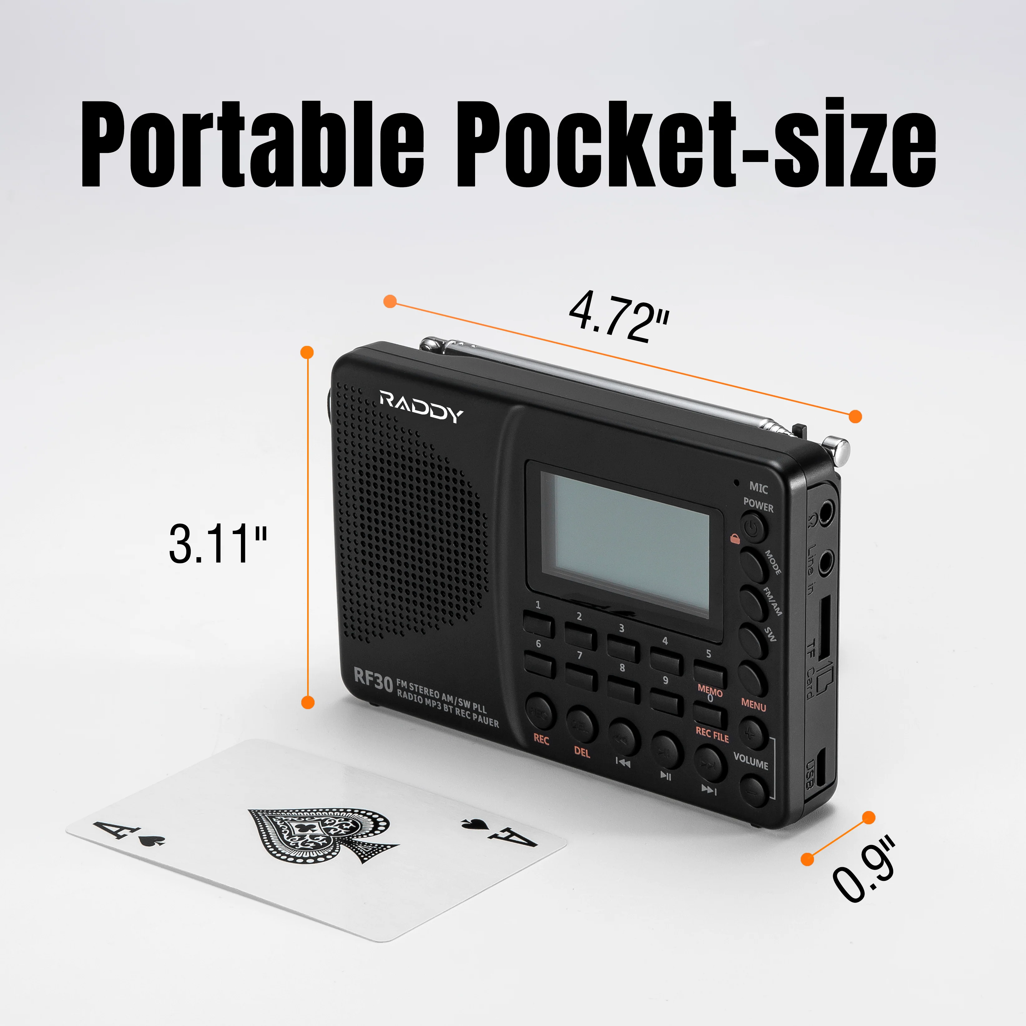 Raddy RF30 AM/FM/SW Radio | Digital Tuner | Bluetooth | AUX Recording [DISCONTINUED] - Image 5