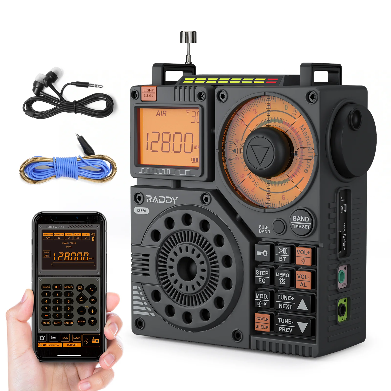 Raddy RF320 Shortwave Radio | FM/AM/SW/VHF/WB/AIR | Remote Control | Bluetooth 5.0 - Image 7