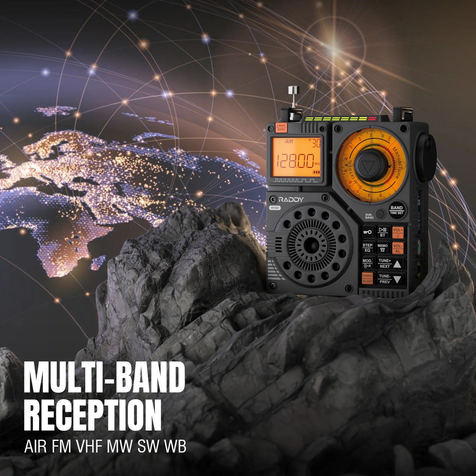 Raddy RF320 Shortwave Radio | FM/AM/SW/VHF/WB/AIR | Remote Control | Bluetooth 5.0 - Image 9