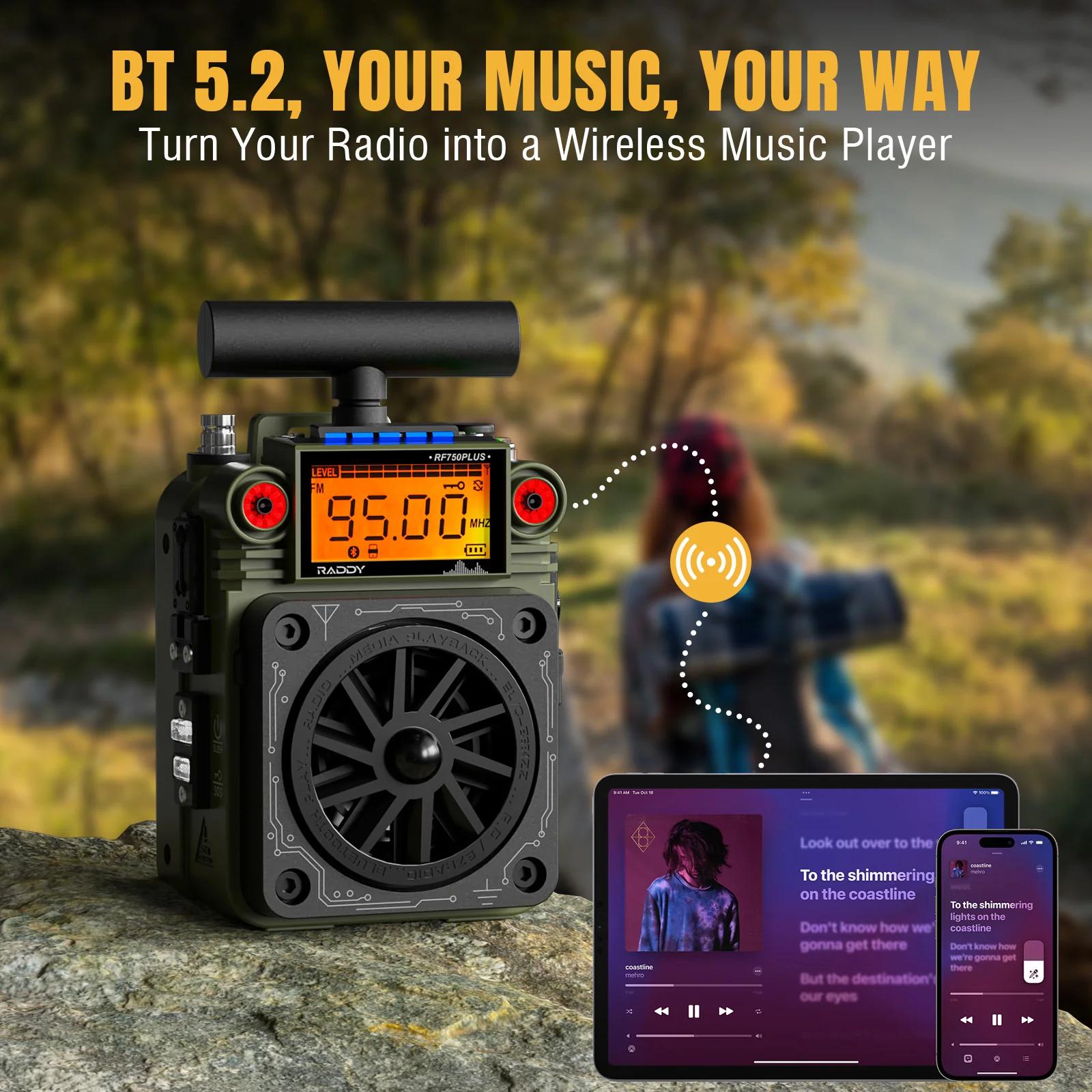 Raddy RF750 Plus Shortwave Radio | AM/FM/SW | APP Control | 297 Preset Stations | Replaceable Battery| SOS Alarm| NOAA |Portable Mini - Image 5