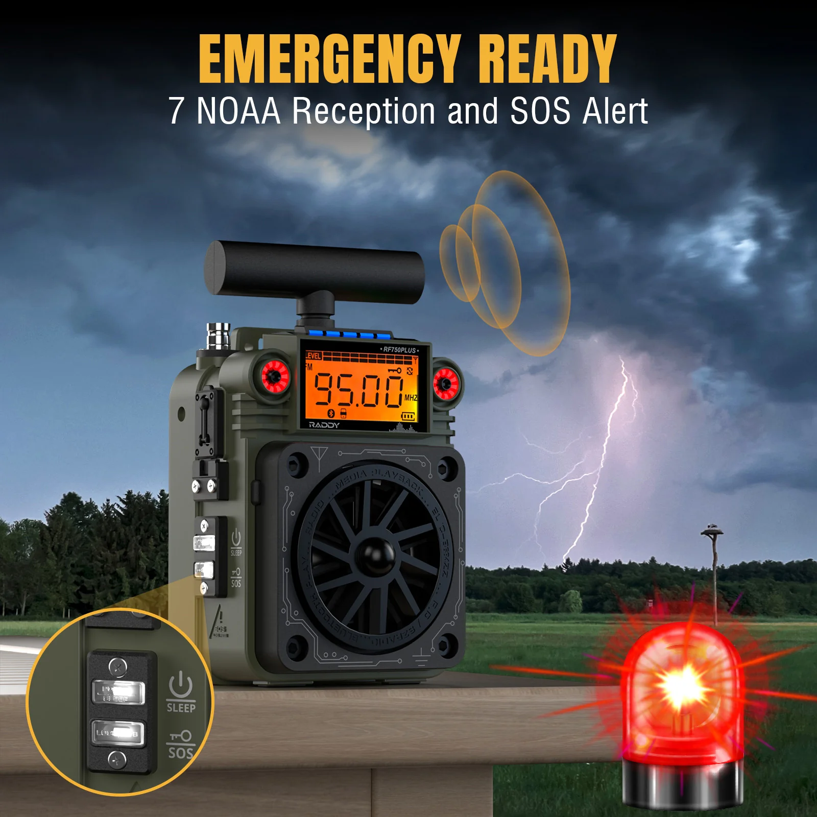 Raddy RF750 Plus Shortwave Radio | AM/FM/SW | APP Control | 297 Preset Stations | Replaceable Battery| SOS Alarm| NOAA |Portable Mini - Image 9