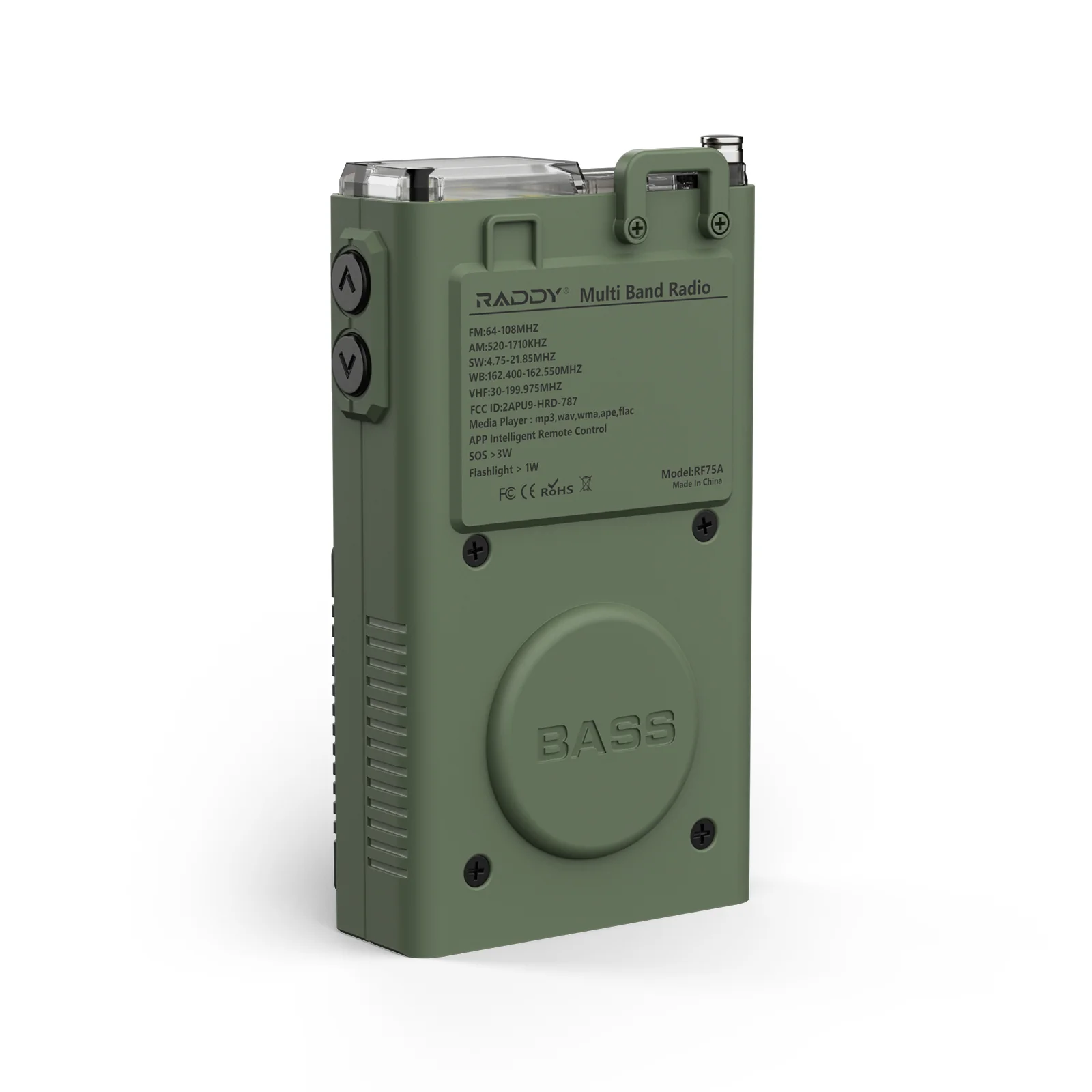 Raddy RF75A Shortwave Radio | Bluetooth 5.0 APP Control | FM AM VHF SW WB | Type-C Charging | SOS Flashlight - Image 3