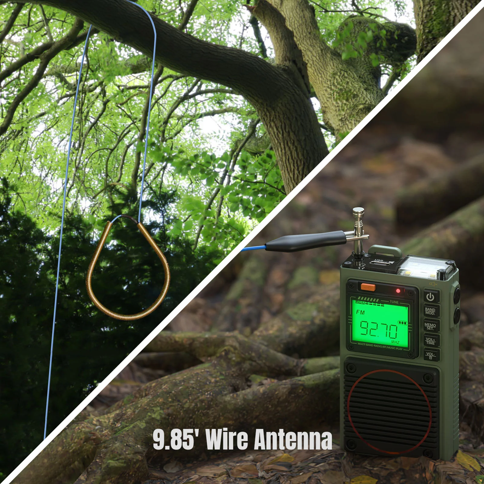 Raddy RF75A Shortwave Radio | Bluetooth 5.0 APP Control | FM AM VHF SW WB | Type-C Charging | SOS Flashlight - Image 9