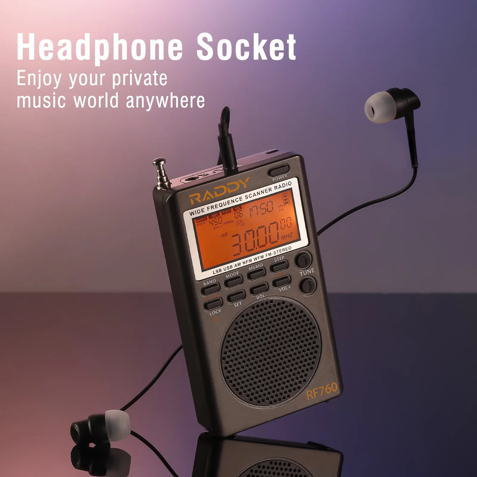 Raddy RF760 SSB Shortwave Radio FM AM SW CB VHF UHF WX AIR Marine Full Band Receiver | NOAA Alert | Rechargeable - Image 12