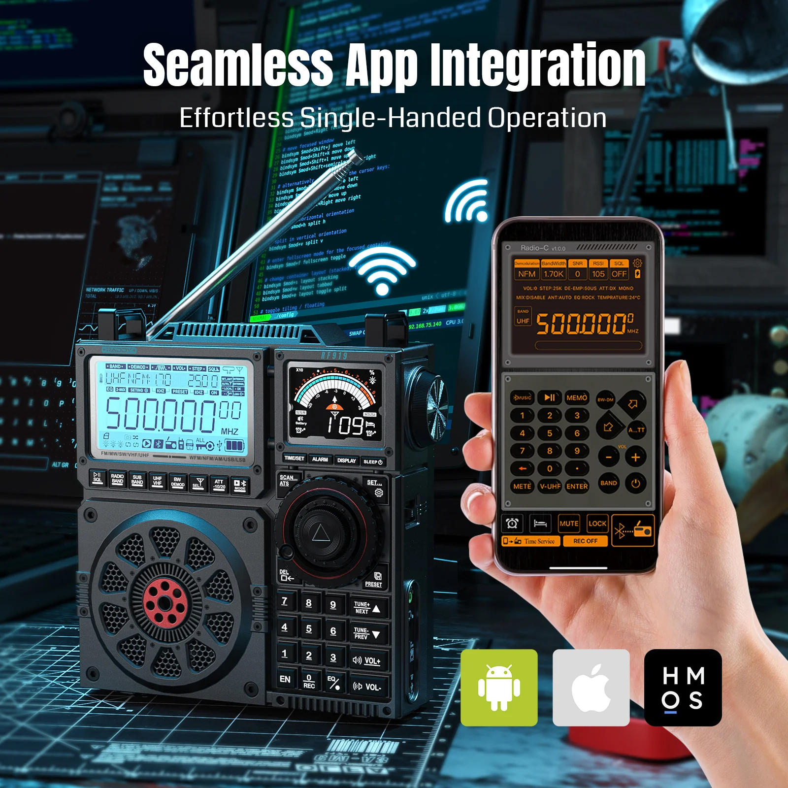 Raddy RF919 Shortwave Radio | Full Band Receiver with SSB | 20W Bluetooth 5.1 | APP Remote Control | Antenna Tuner | 5000mAh Battery | Dual Screens - Image 11