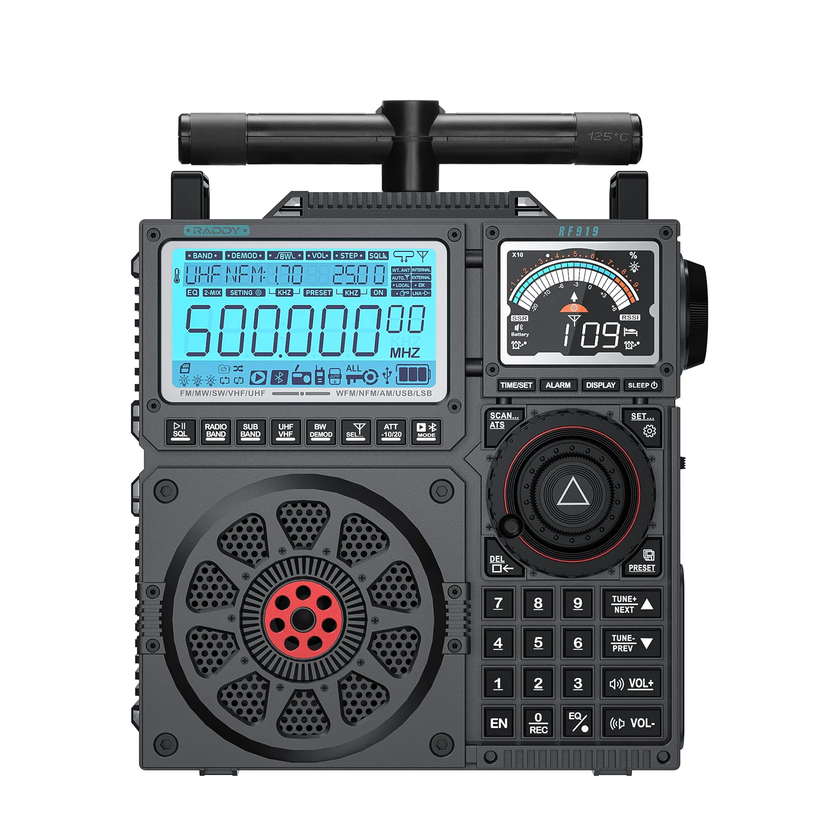 Raddy RF919 Shortwave Radio | Full Band Receiver with SSB | 20W Bluetooth 5.1 | APP Remote Control | Antenna Tuner | 5000mAh Battery | Dual Screens - Image 2