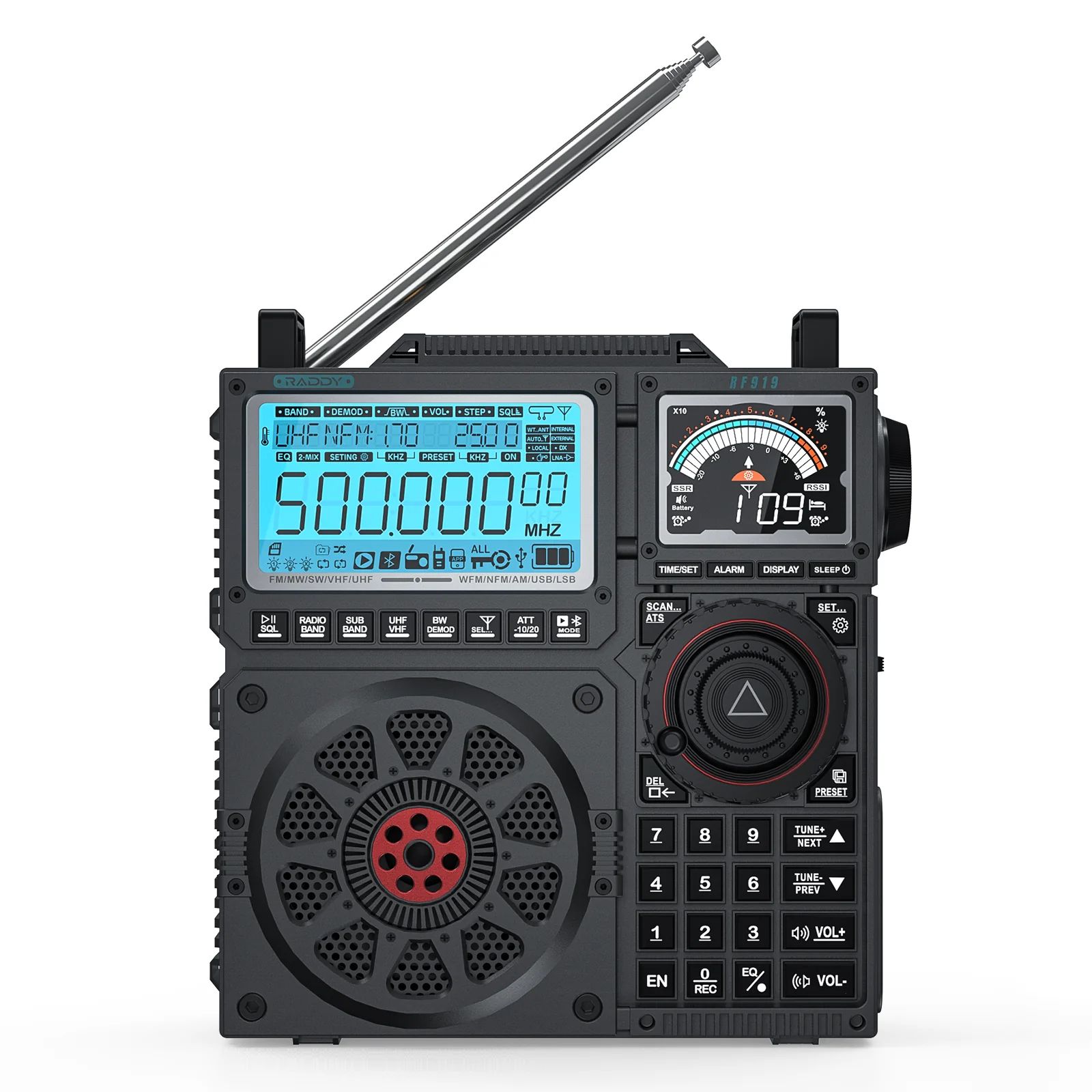 Raddy RF919 Shortwave Radio | Full Band Receiver with SSB | 20W Bluetooth 5.1 | APP Remote Control | Antenna Tuner | 5000mAh Battery | Dual Screens - Image 3