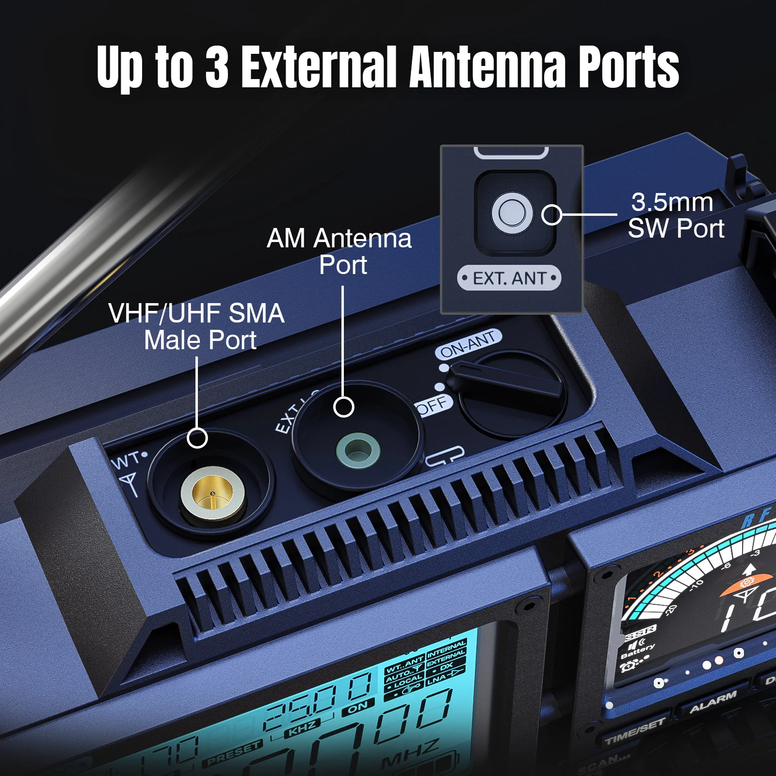 Raddy RF919 Shortwave Radio | Full Band Receiver with SSB | 20W Bluetooth 5.1 | APP Remote Control | Antenna Tuner | 5000mAh Battery | Dual Screens - Image 8