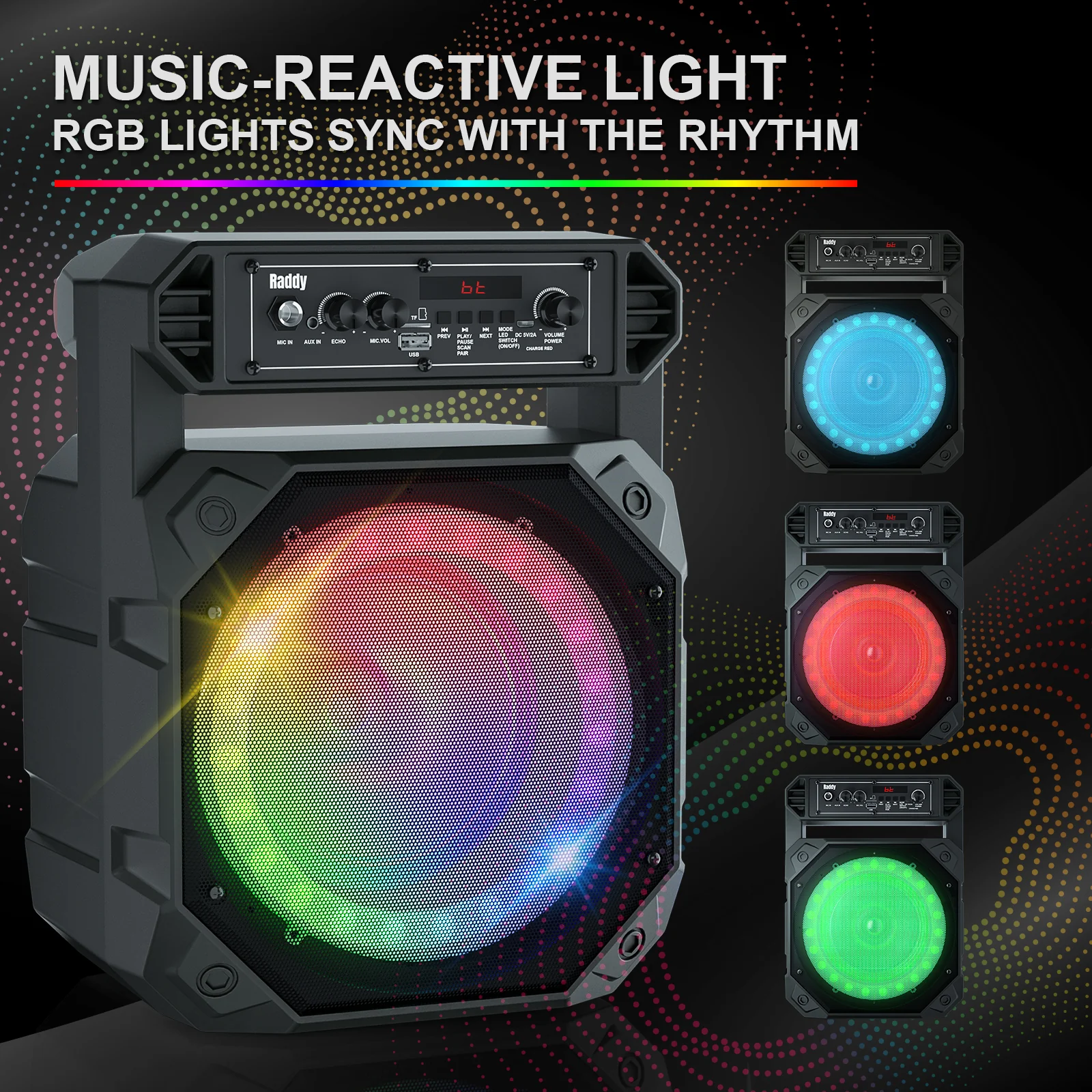 Raddy RS68 Portable Karaoke Machine | Rechargeable Bluetooth Speaker | Wireless Microphone [DISCONTINUED] - Image 5