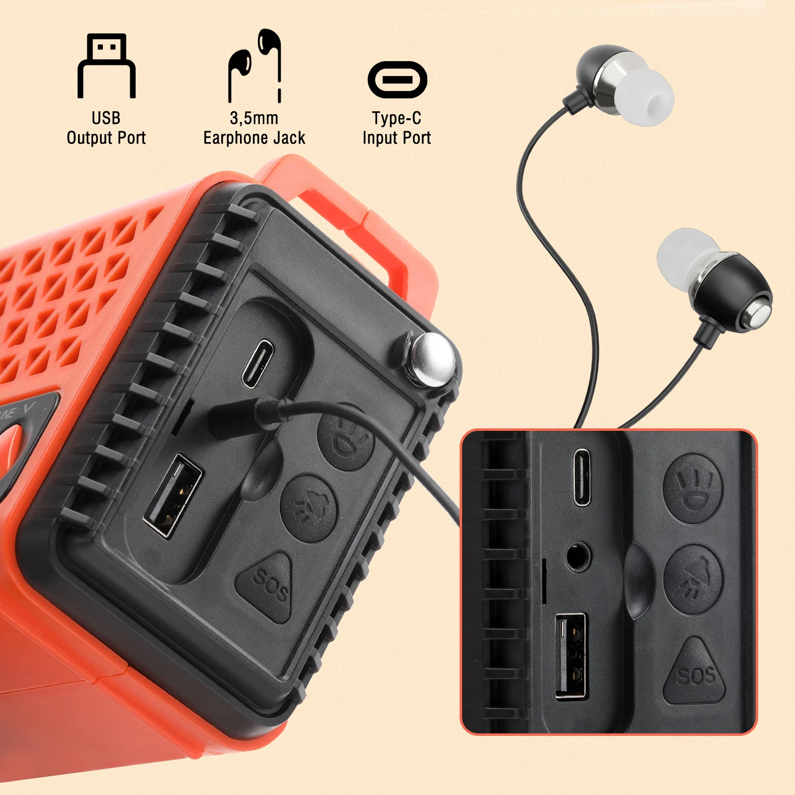 Raddy SD10 Emergency Radio | DAB/DAB+/FM/Bluetooth | Solar Crank | Power Bank | SOS | Alarm Clock | Headphone Jack [DISCONTINUED] - Image 11