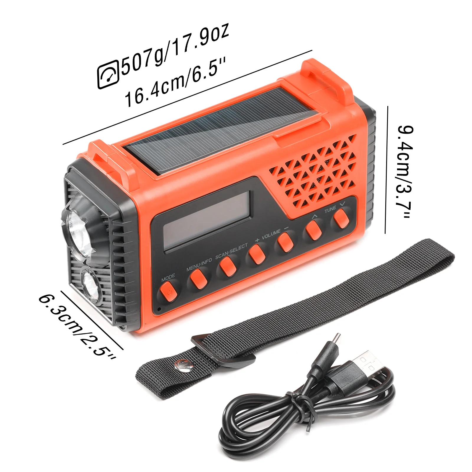 Raddy SD10 Emergency Radio | DAB/DAB+/FM/Bluetooth | Solar Crank | Power Bank | SOS | Alarm Clock | Headphone Jack [DISCONTINUED] - Image 2