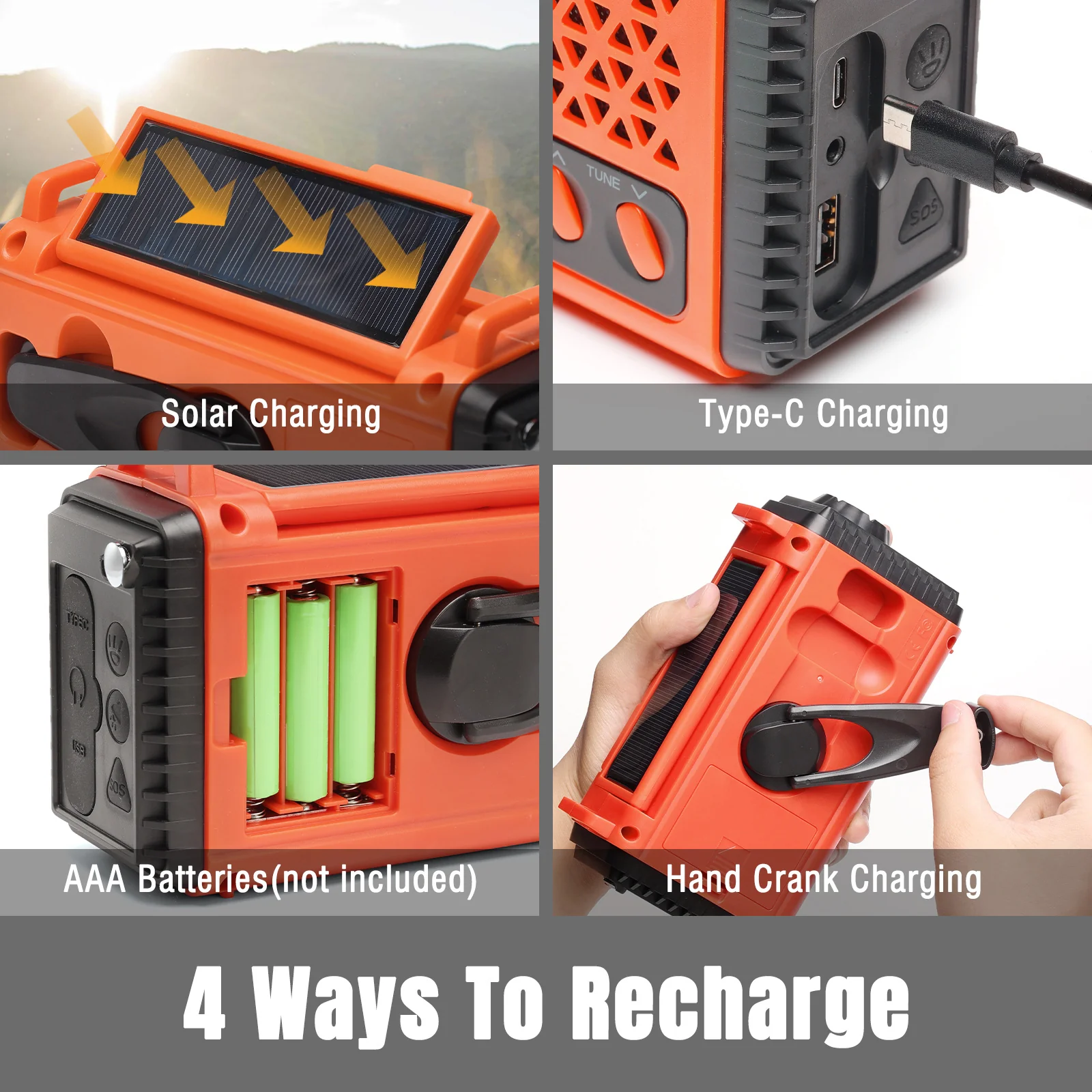 Raddy SD10 Emergency Radio | DAB/DAB+/FM/Bluetooth | Solar Crank | Power Bank | SOS | Alarm Clock | Headphone Jack [DISCONTINUED] - Image 3