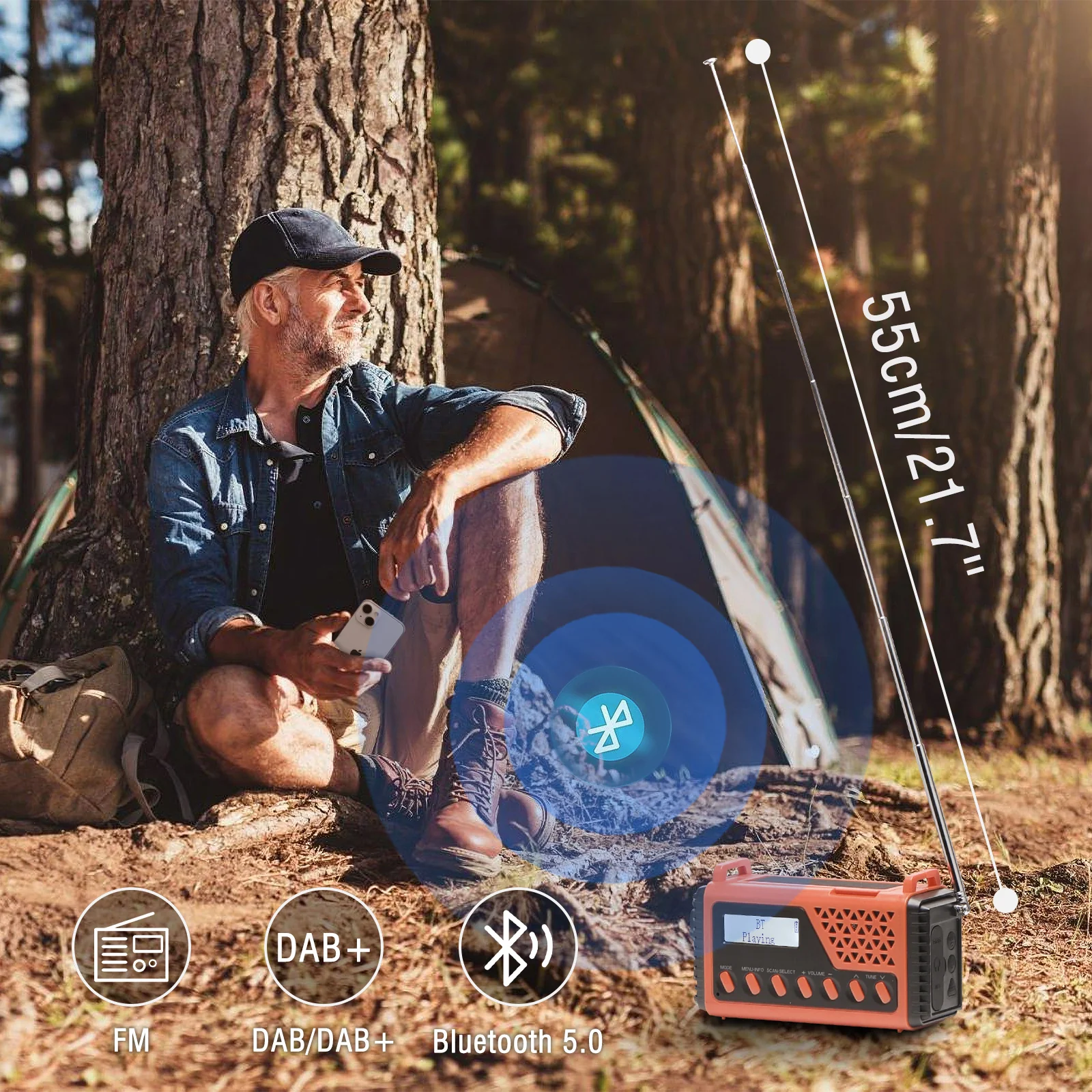 Raddy SD10 Emergency Radio | DAB/DAB+/FM/Bluetooth | Solar Crank | Power Bank | SOS | Alarm Clock | Headphone Jack [DISCONTINUED] - Image 7