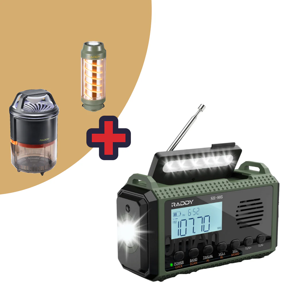 Raddy SH-905 Emergency Radio | 10000mAh | AM/FM/SW/NOAA | Solar Hand Crank | Reading Lamp - Image 9