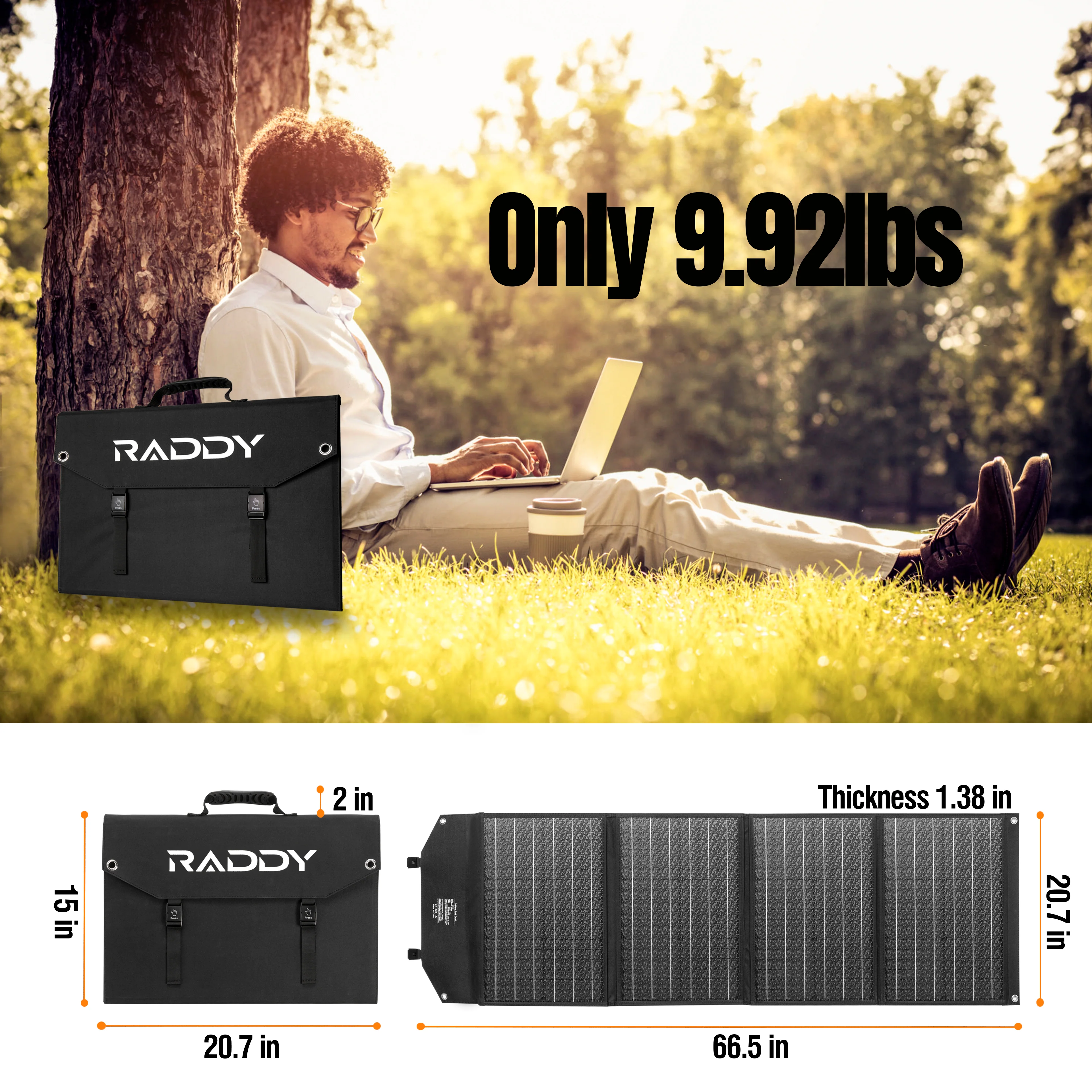 Raddy SP120 Foldable Solar Panel | 120W PV | DC/USB/QC3.0/Type-C | Solar Generator [DISCONTINUED] - Image 10