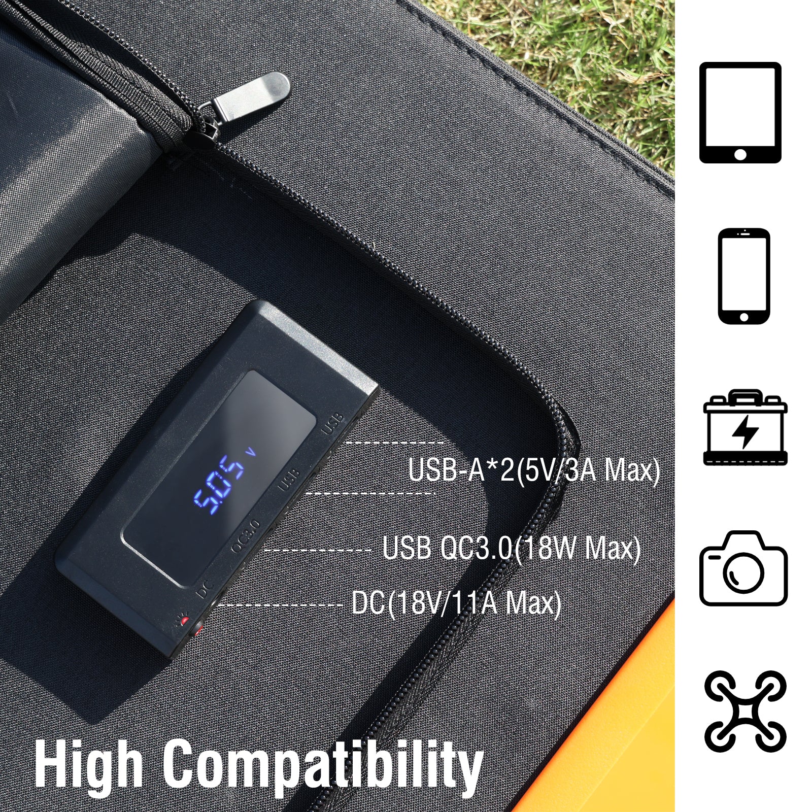 Raddy SP200 Foldable Solar Panel | 200W | IP67 Waterproof | USB & QC & MC4 Output | Adjustable Stand [DISCONTINUED] - Image 2