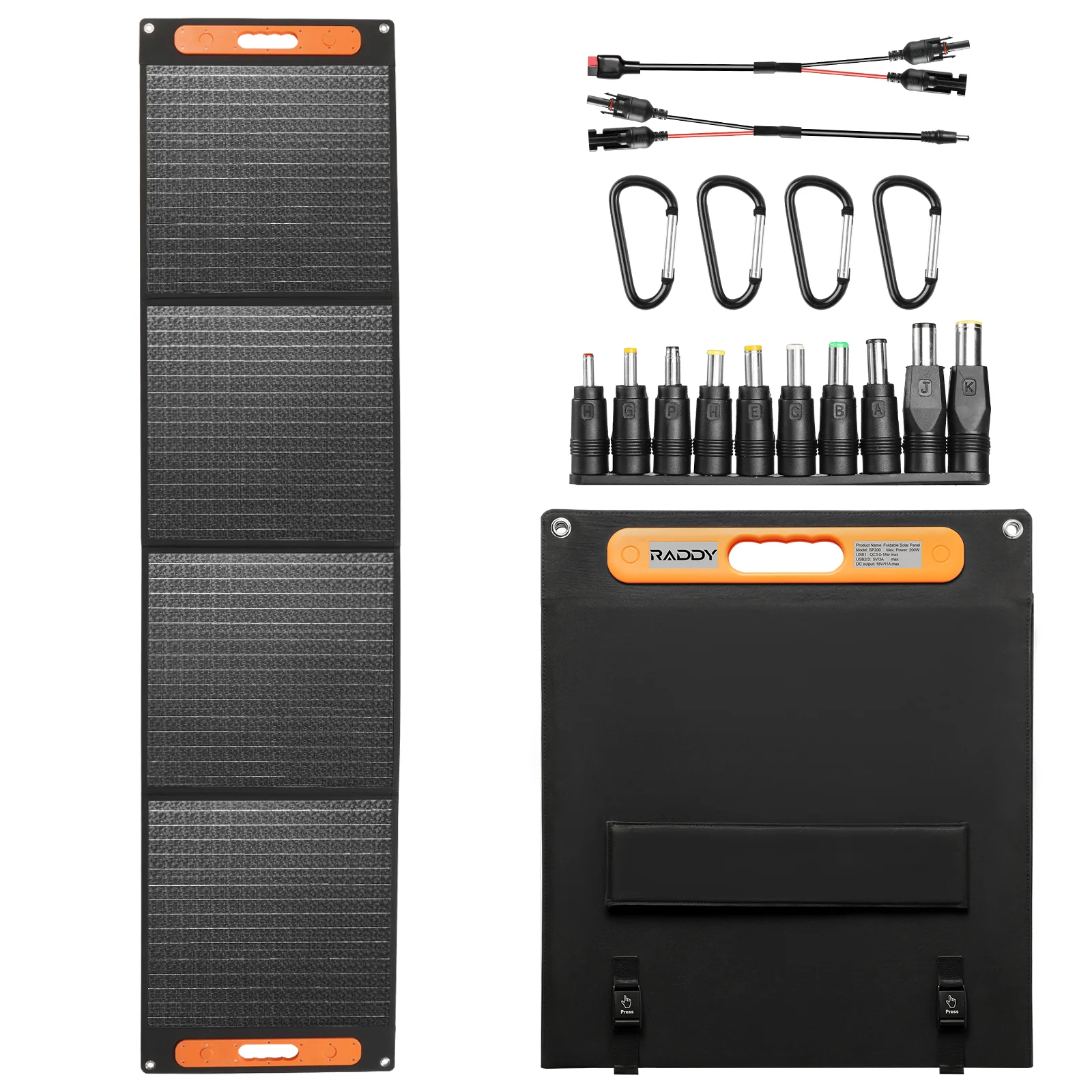 Raddy SP200 Foldable Solar Panel | 200W | IP67 Waterproof | USB & QC & MC4 Output | Adjustable Stand [DISCONTINUED] - Image 5