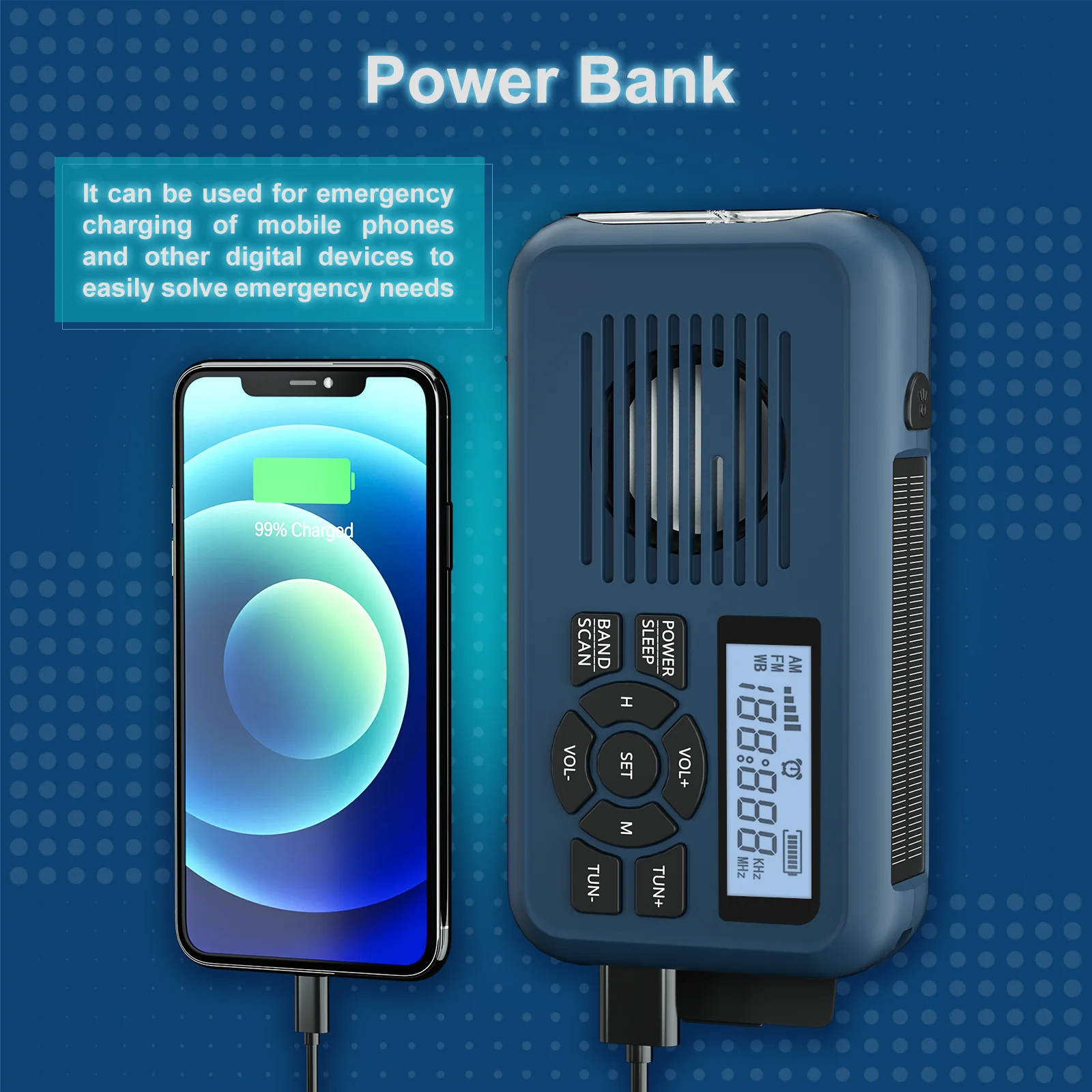 Raddy SW2 Emergency Radio | Hand Crank Solar Powered | AM FM WB | NOAA Weather Radio [DISCONTINUED] - Image 3