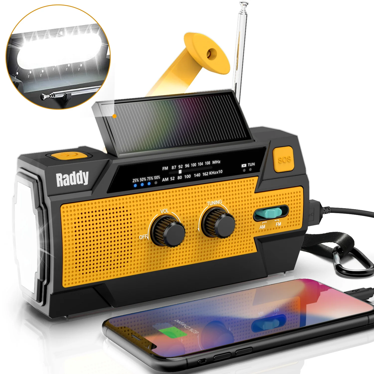 Raddy SW3 Emergency Survival Radio | 5000mAh | Hand Crank | Solar-Powered | FM/AM/NOAA [DISCONTINUED] - Image 11