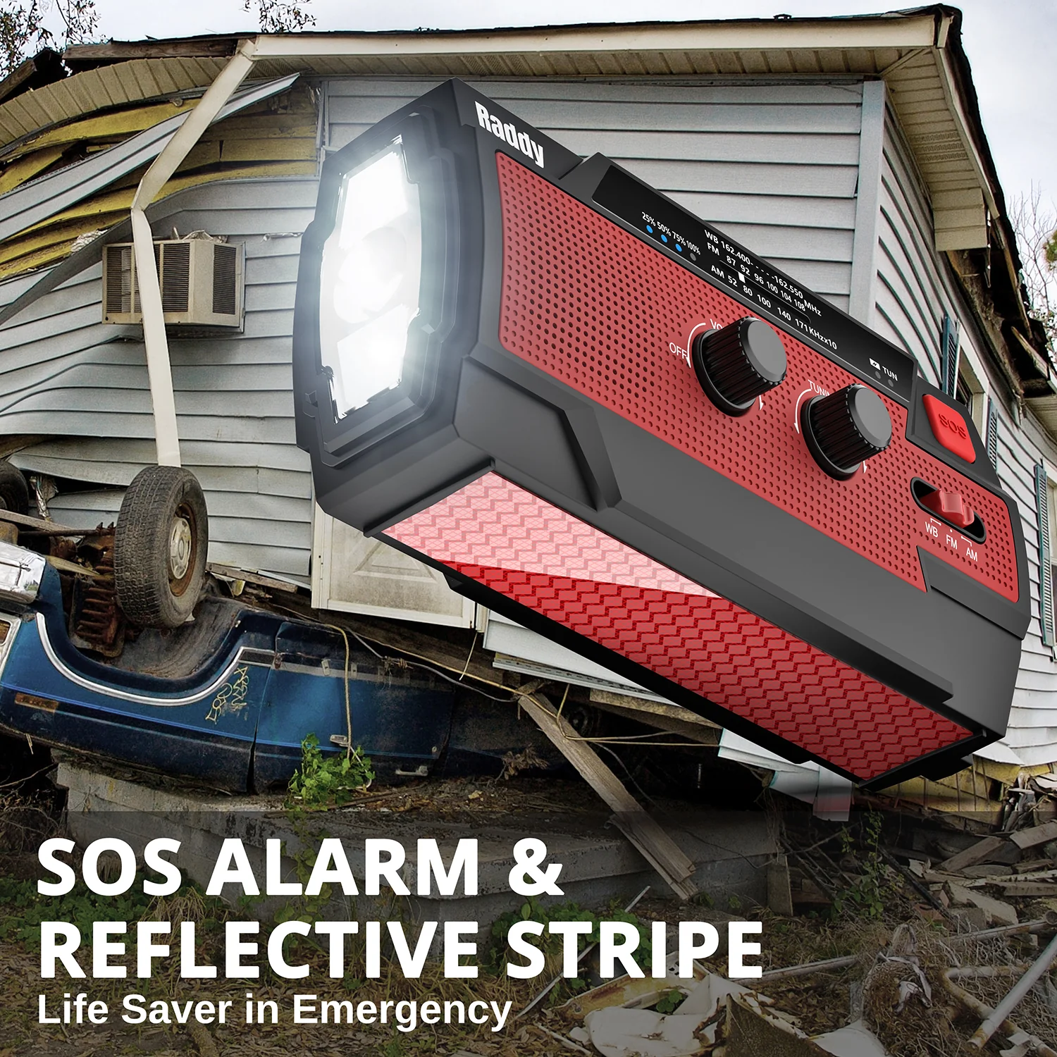 Raddy SW3 Emergency Survival Radio | 5000mAh | Hand Crank | Solar-Powered | FM/AM/NOAA [DISCONTINUED] - Image 7