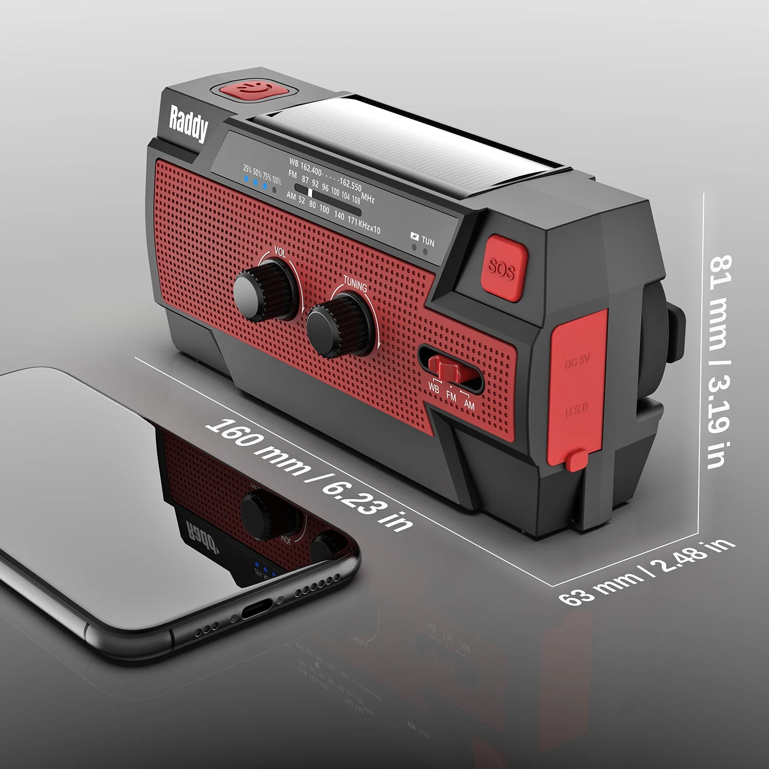 Raddy SW3 Emergency Radio | 5000mAh | Hand Crank | Solar-Powered | FM/AM [DISCONTINUED] - Image 9