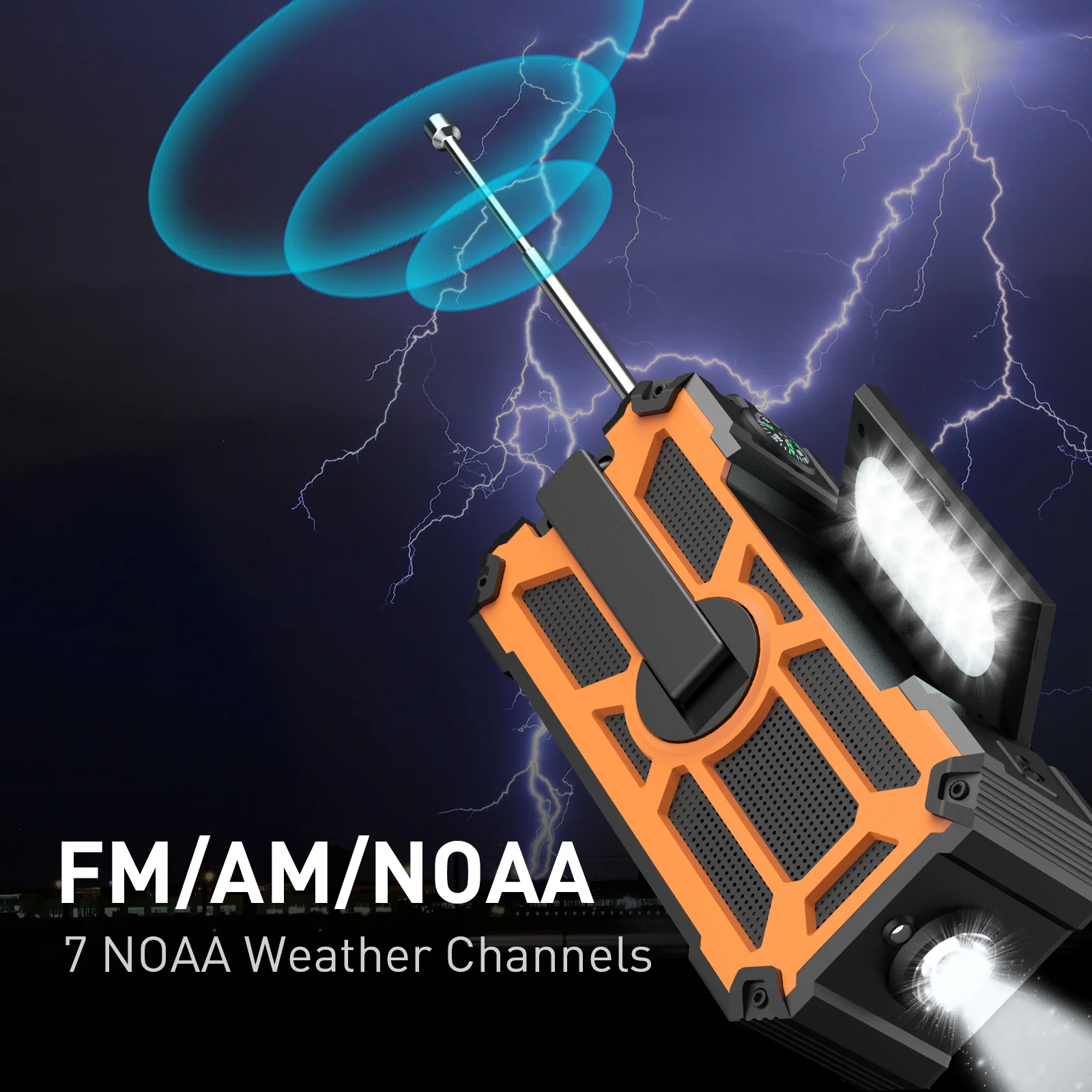 Raddy SW5 Emergency Radio | IPX5 Waterproof | 5000mAh | Hand Crank Solar | Power Bank | NOAA - Image 6