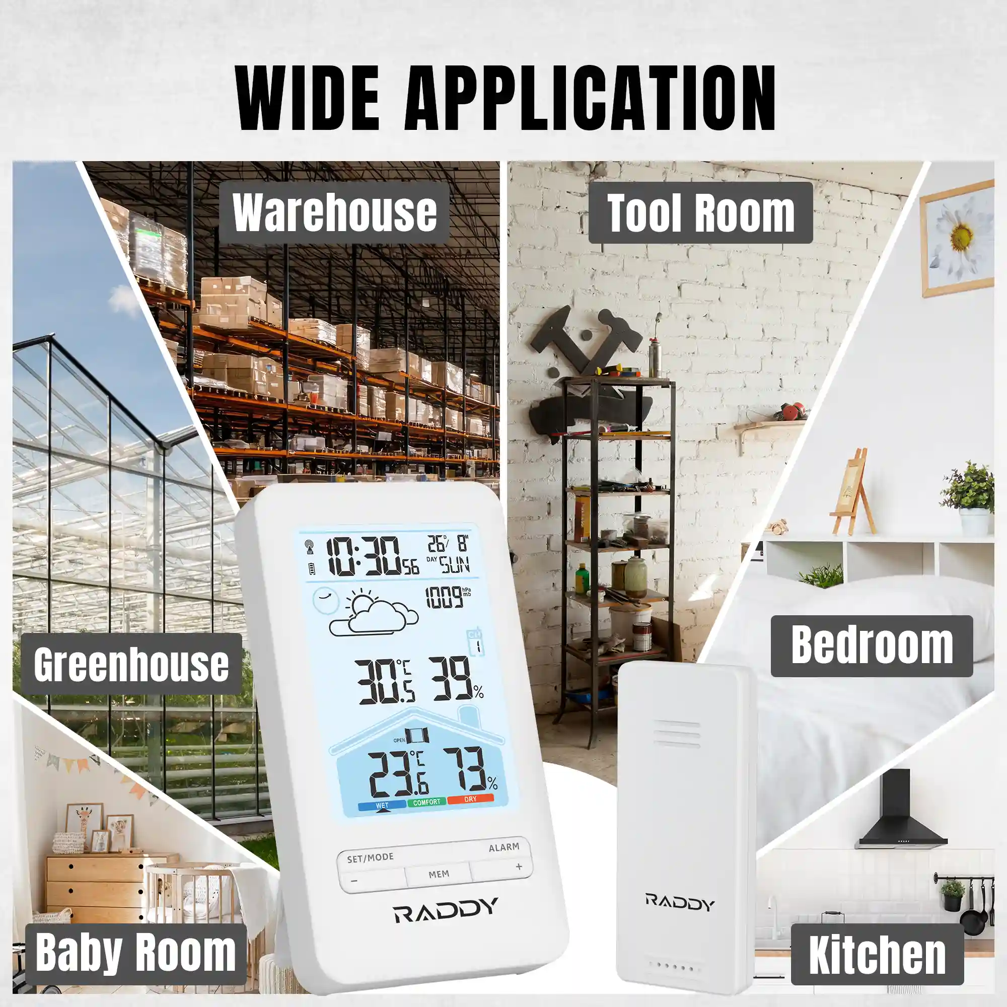 Raddy V4 Wireless Weather Station | Temperature & Humidity | Atomic Clock | Weather Forecast | Dual Alarm | USB-C Rechargeable | 5-Level Backlight - Image 6