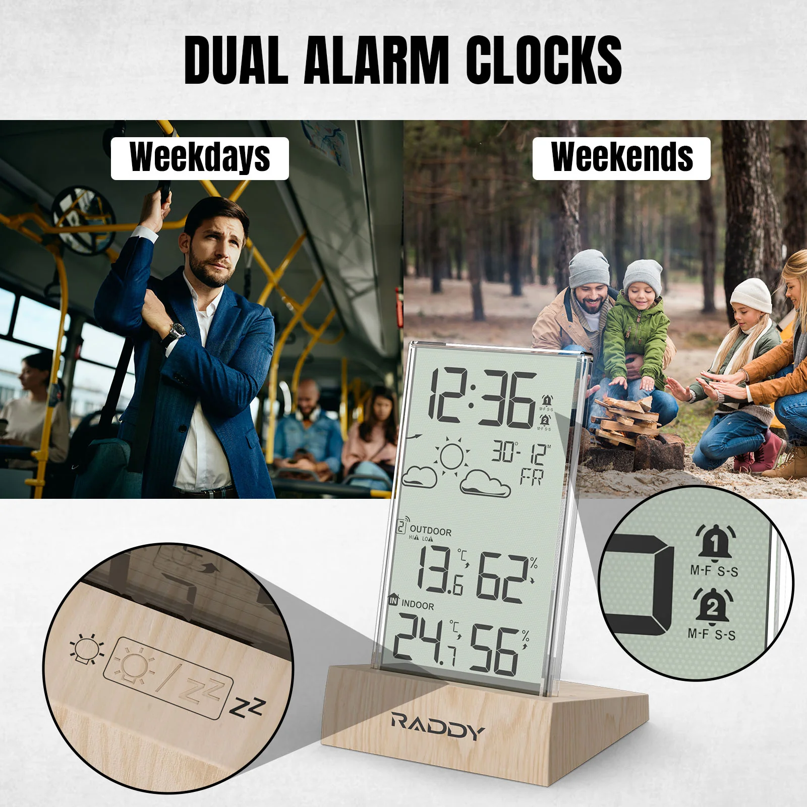Raddy V5 Weather Station | 5.0’’ LCD Display |  Weather Forecast | Battery Powered | Temperature & Humidity - Image 5