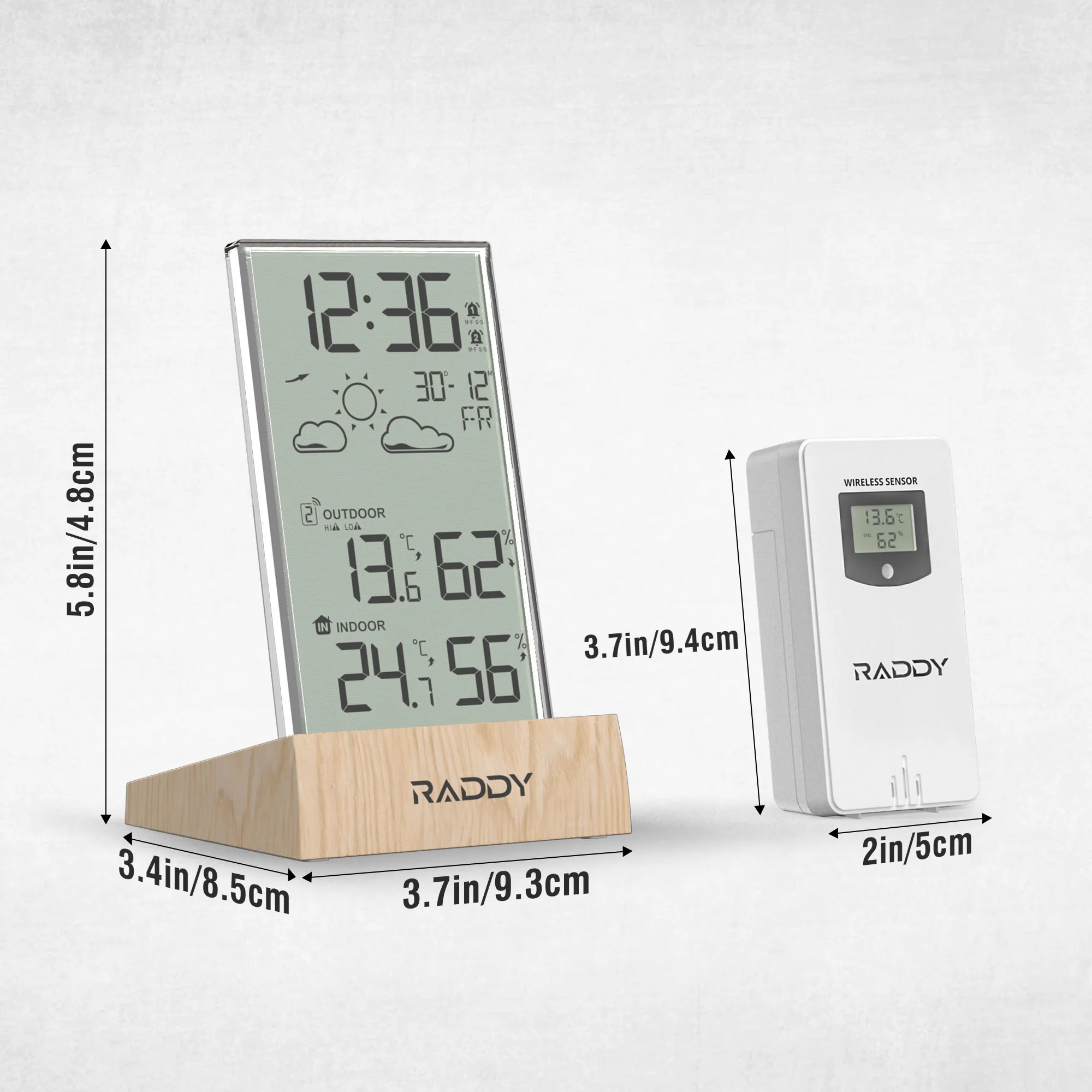 Raddy V5 Weather Station | 5.0’’ LCD Display |  Weather Forecast | Battery Powered | Temperature & Humidity - Image 8