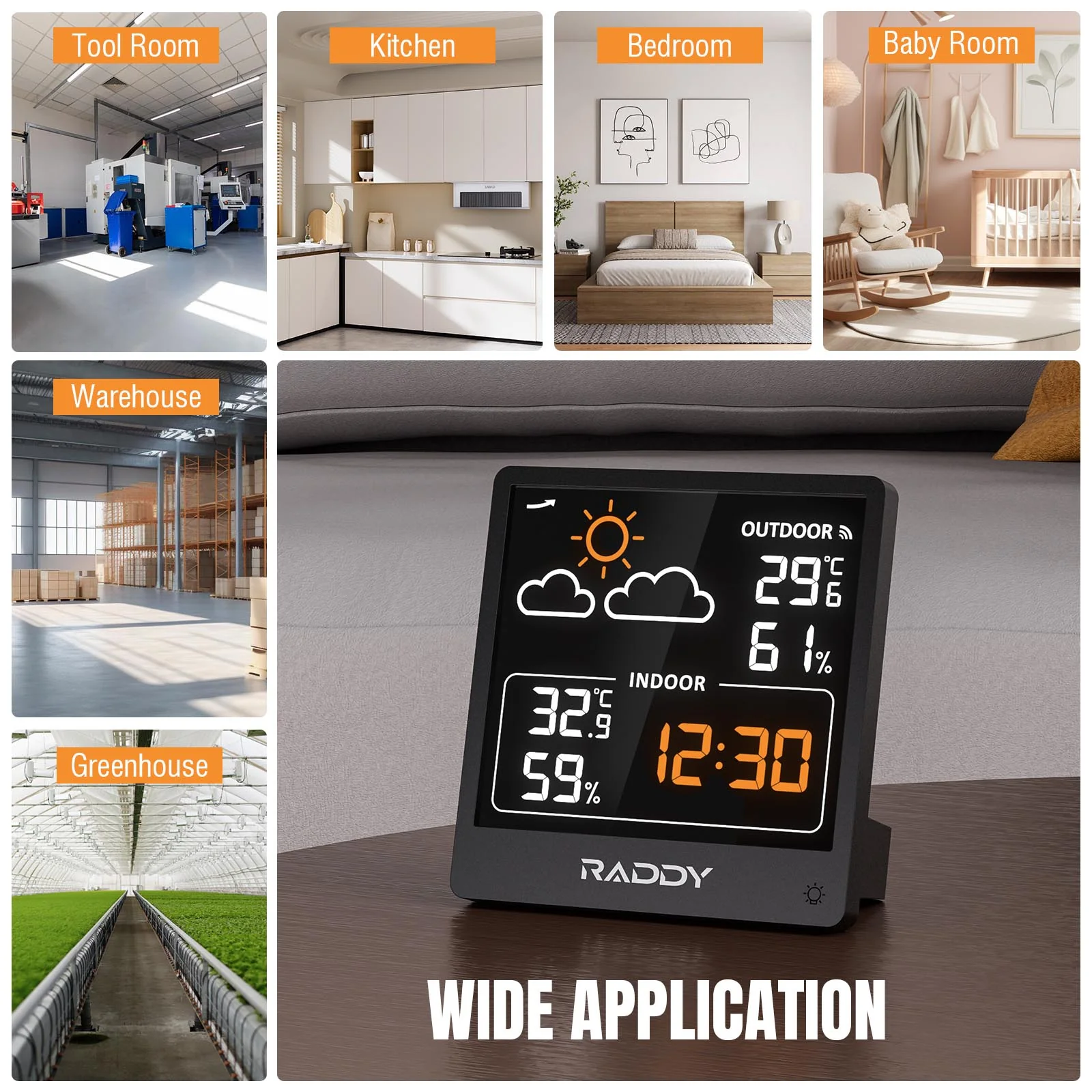 Raddy WF-50 Weather Station | 5.0’’ VA/TN Display | Weather Forecast | Temperature & Humidity Monitor | USB-C/Battery Powered - Image 4