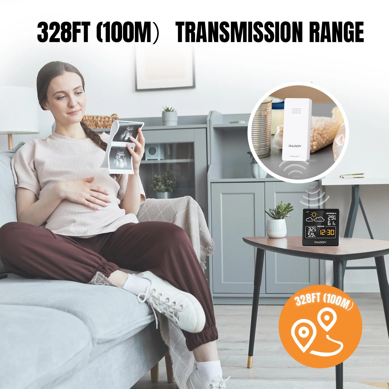 Raddy WF-50 Weather Station | 5.0’’ VA/TN Display | Weather Forecast | Temperature & Humidity Monitor | USB-C/Battery Powered - Image 7
