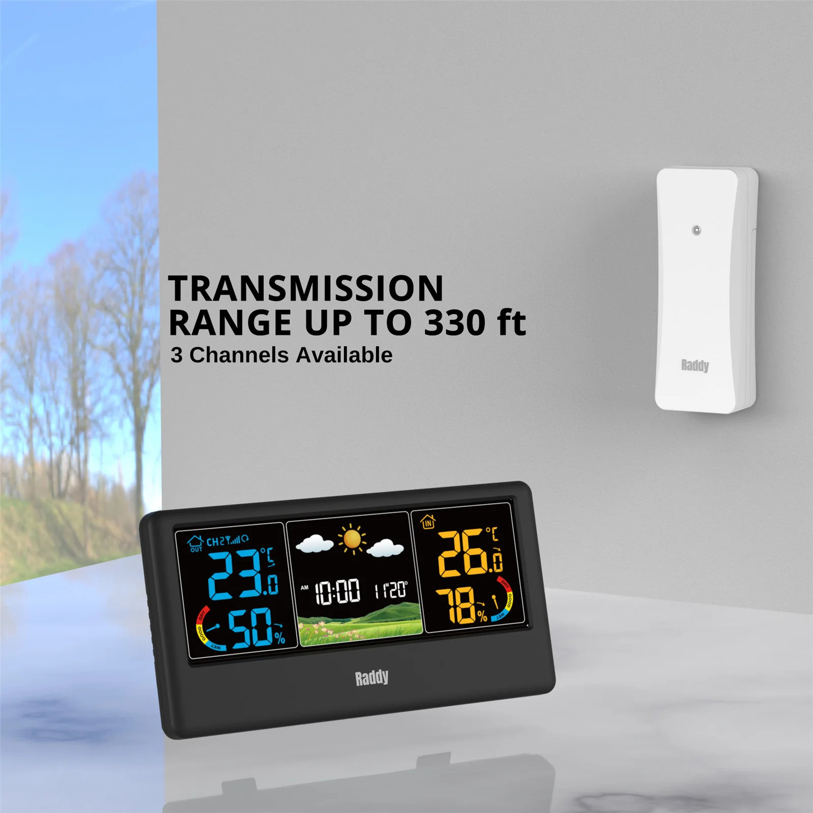 Raddy WF-55C Wireless Weather Station | Color Display | Weather Forecast | Thermometer Hygrometer - Image 9