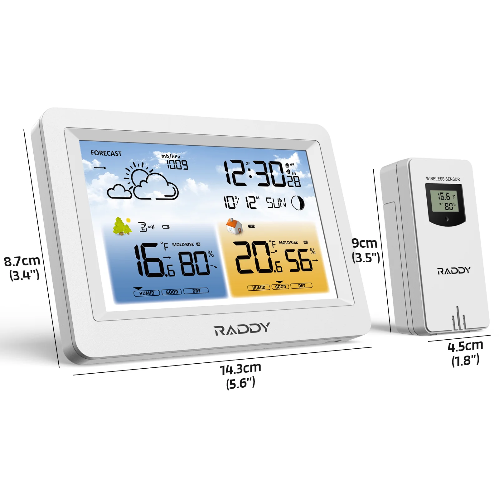 Raddy WM6 Weather Station | Wireless Thermometer Hygrometer | Built-in 2000mAh Battery | Mold Risk Alert - Image 7